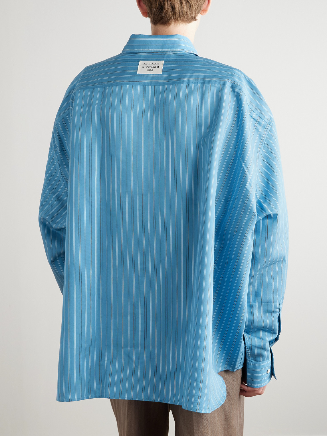 Acne Studios Striped Long Sleeve Button Up Shirt In Blue