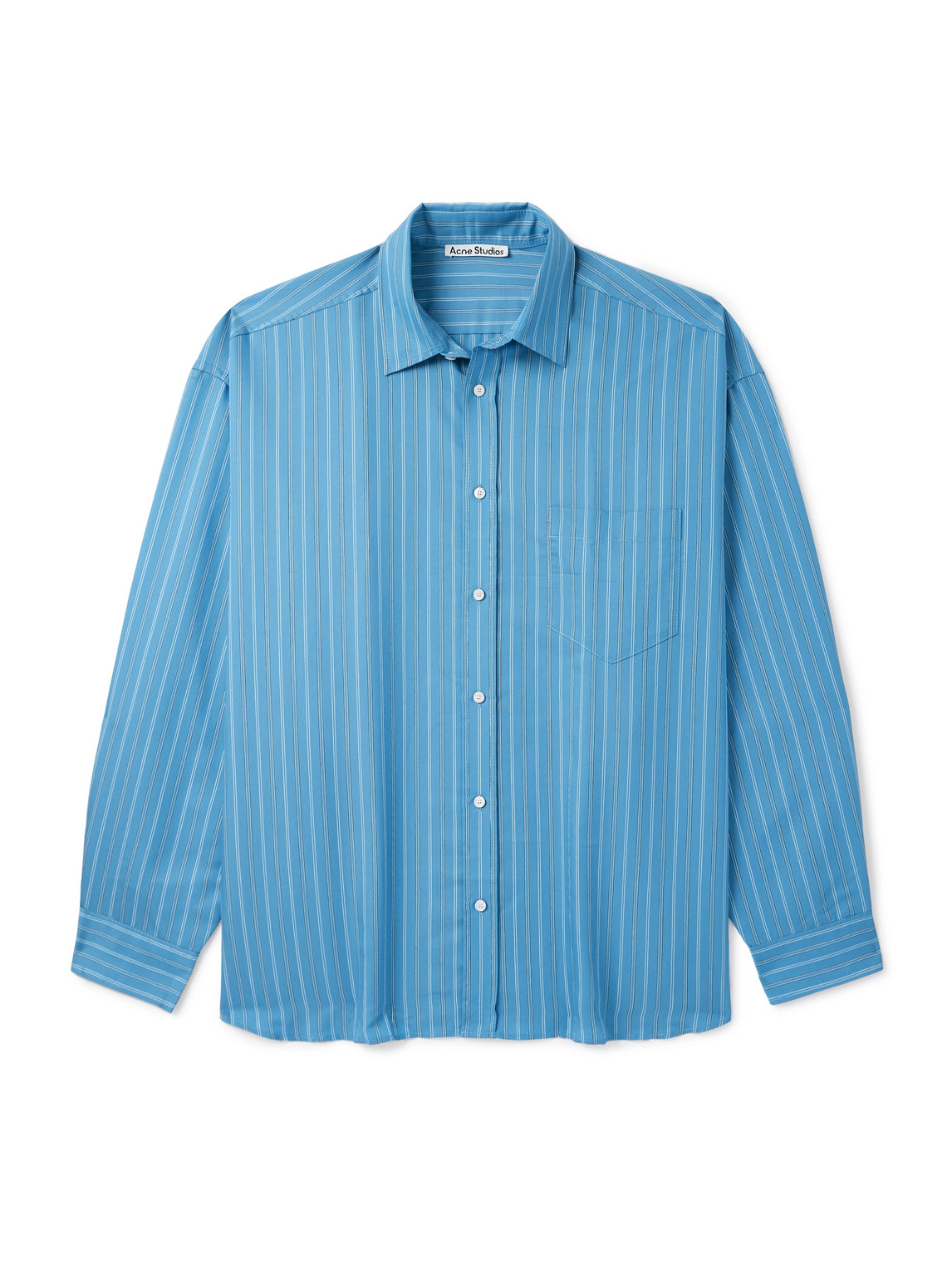 Acne Studios Striped Long Sleeve Button Up Shirt In Blue
