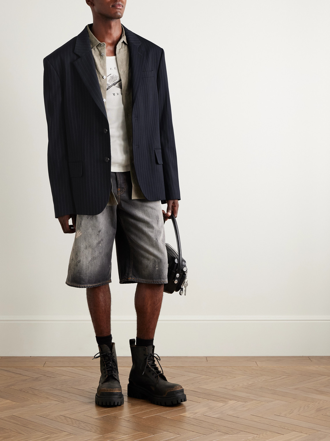 Acne Studios Jotam Oversized Pinstriped Twill Blazer In Black