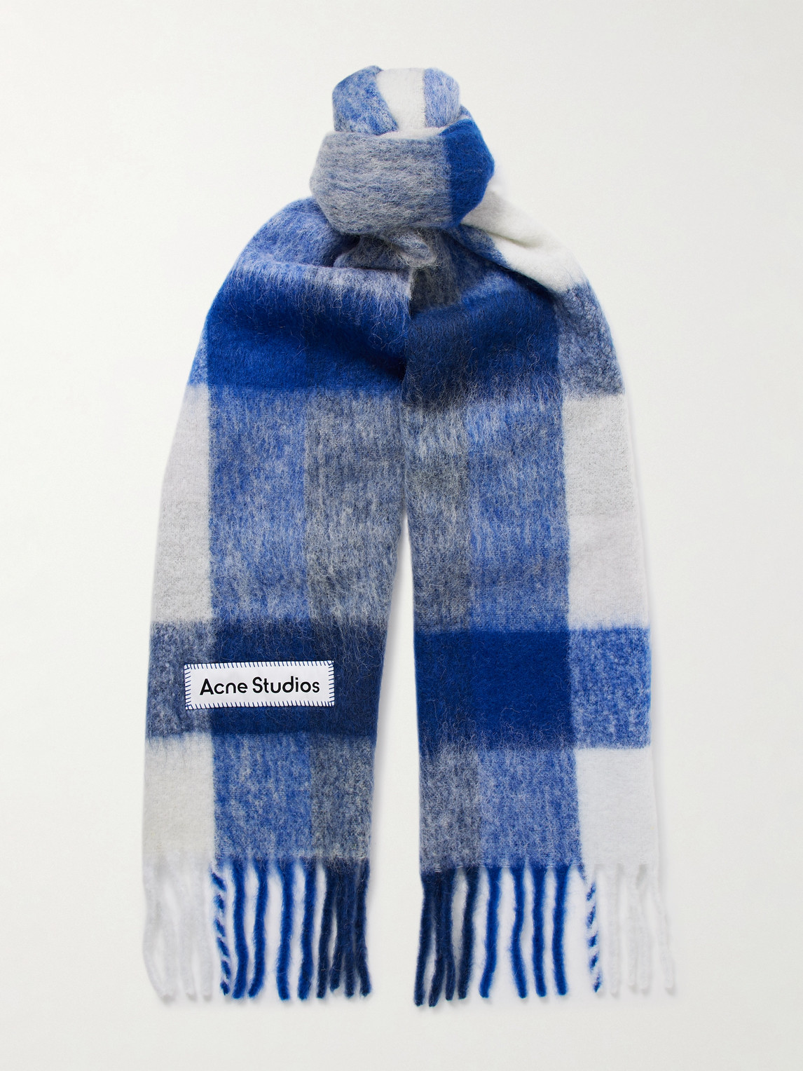 Acne Studios Vally Fringed Checked Knitted Scarf - Men