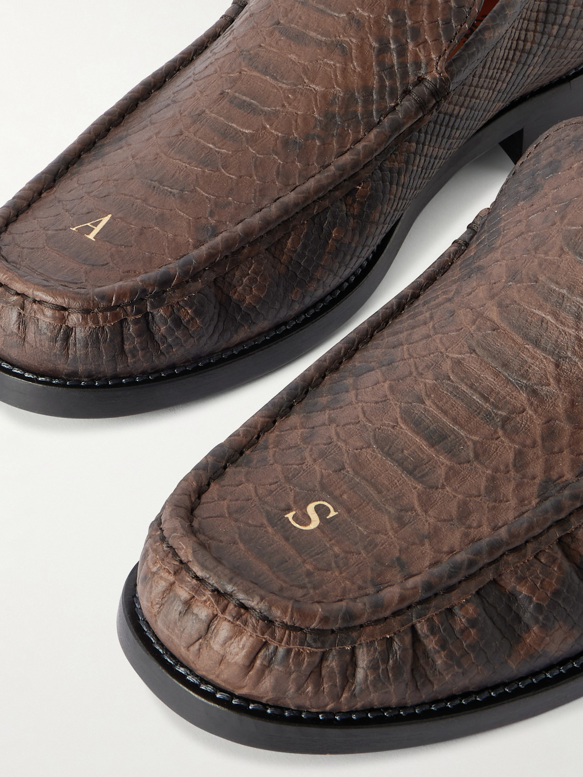 Acne Studios Boafer Python-effect Leather Loafers In Animal Print