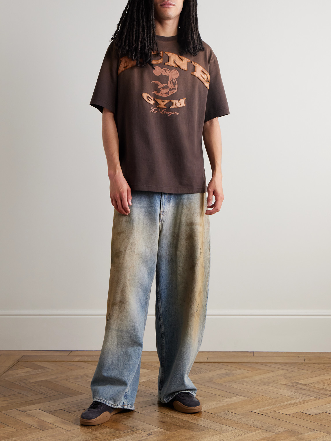 Acne Studios Logo-appliqué T-shirt In Brown
