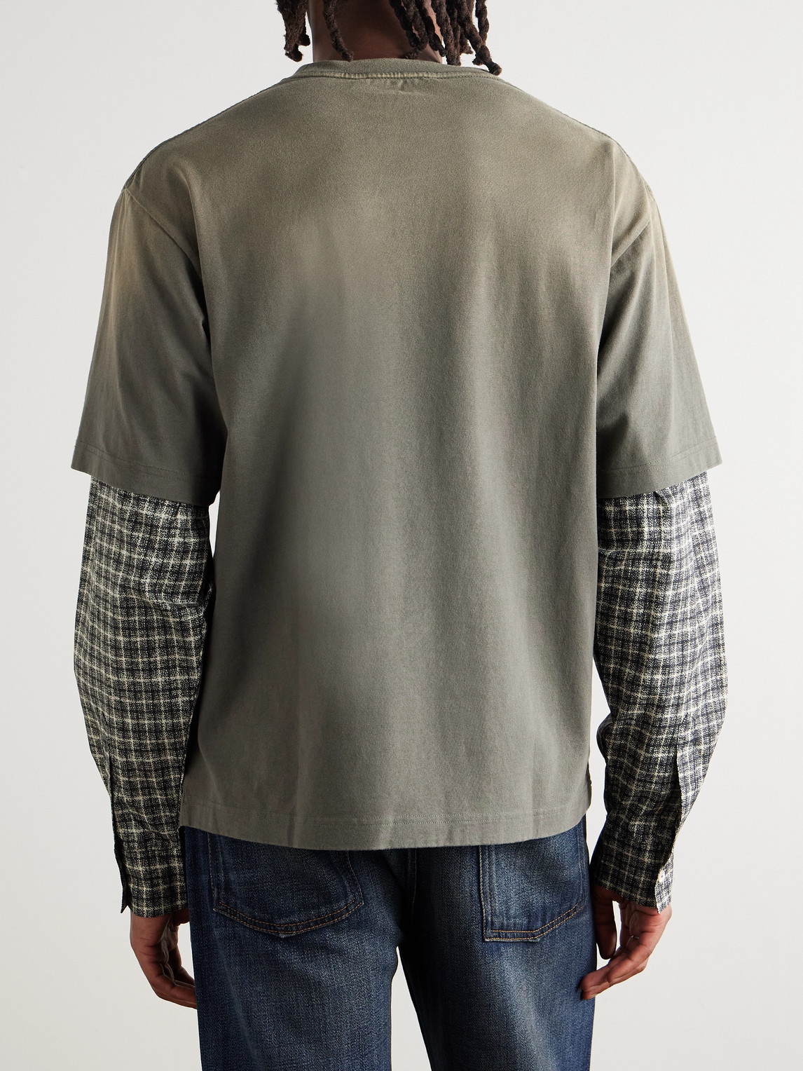 Acne Studios Logo-appliqué Layered T-shirt In Green