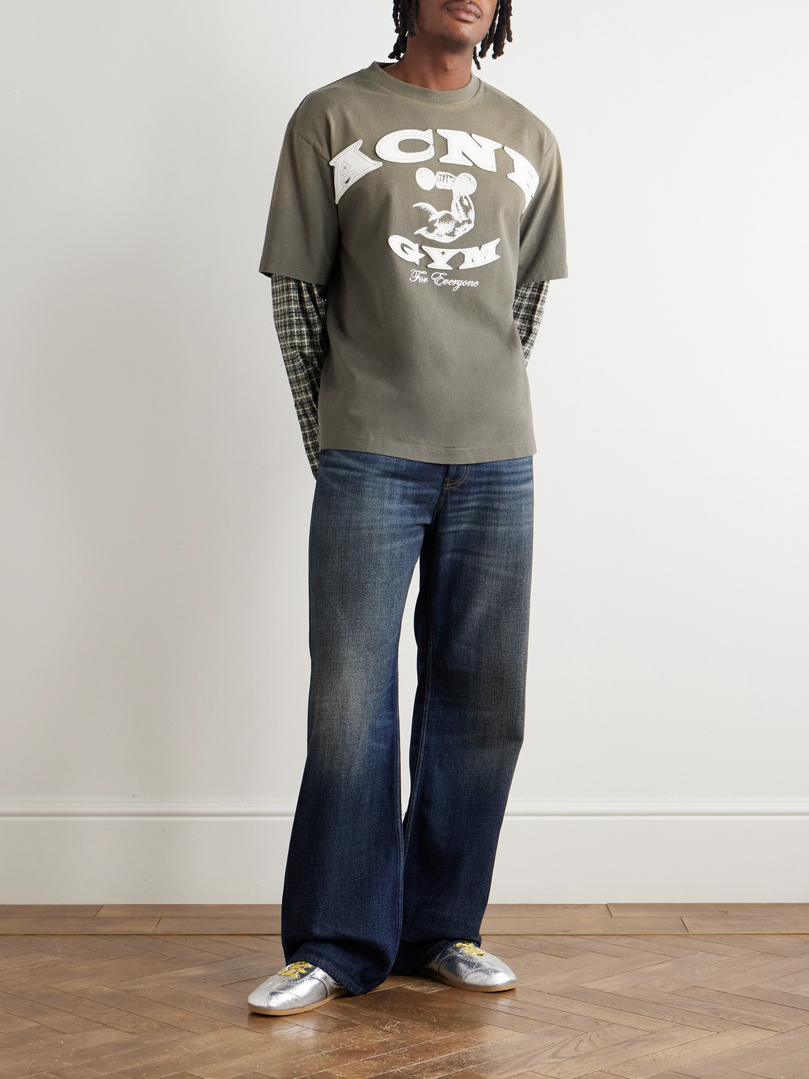 Acne Studios Logo-appliqué Layered T-shirt In Green
