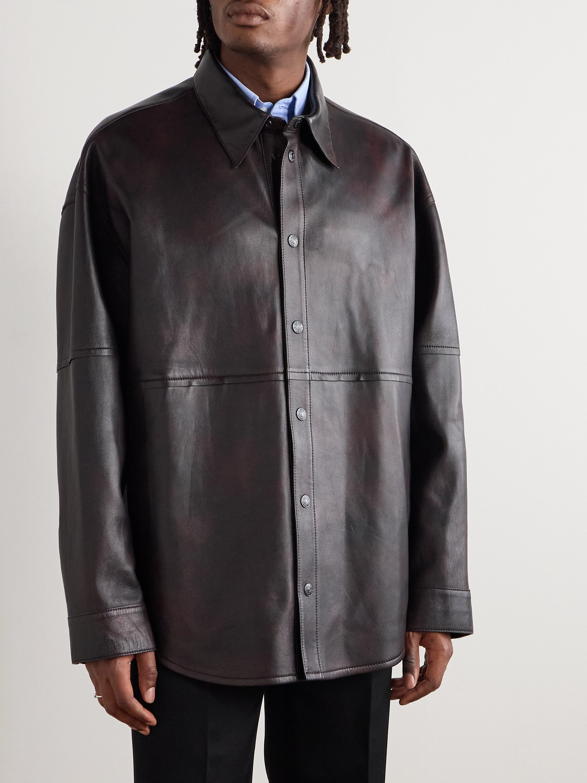Acne Studios - Laraw Oversized Leather Shirt Jacket - Curated Menswear