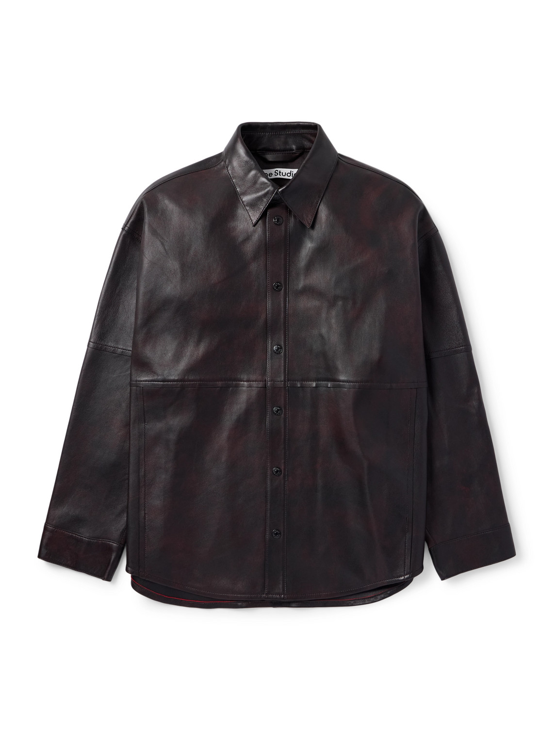Acne Studios Laraw Oversized Leather Shirt Jacket In Black