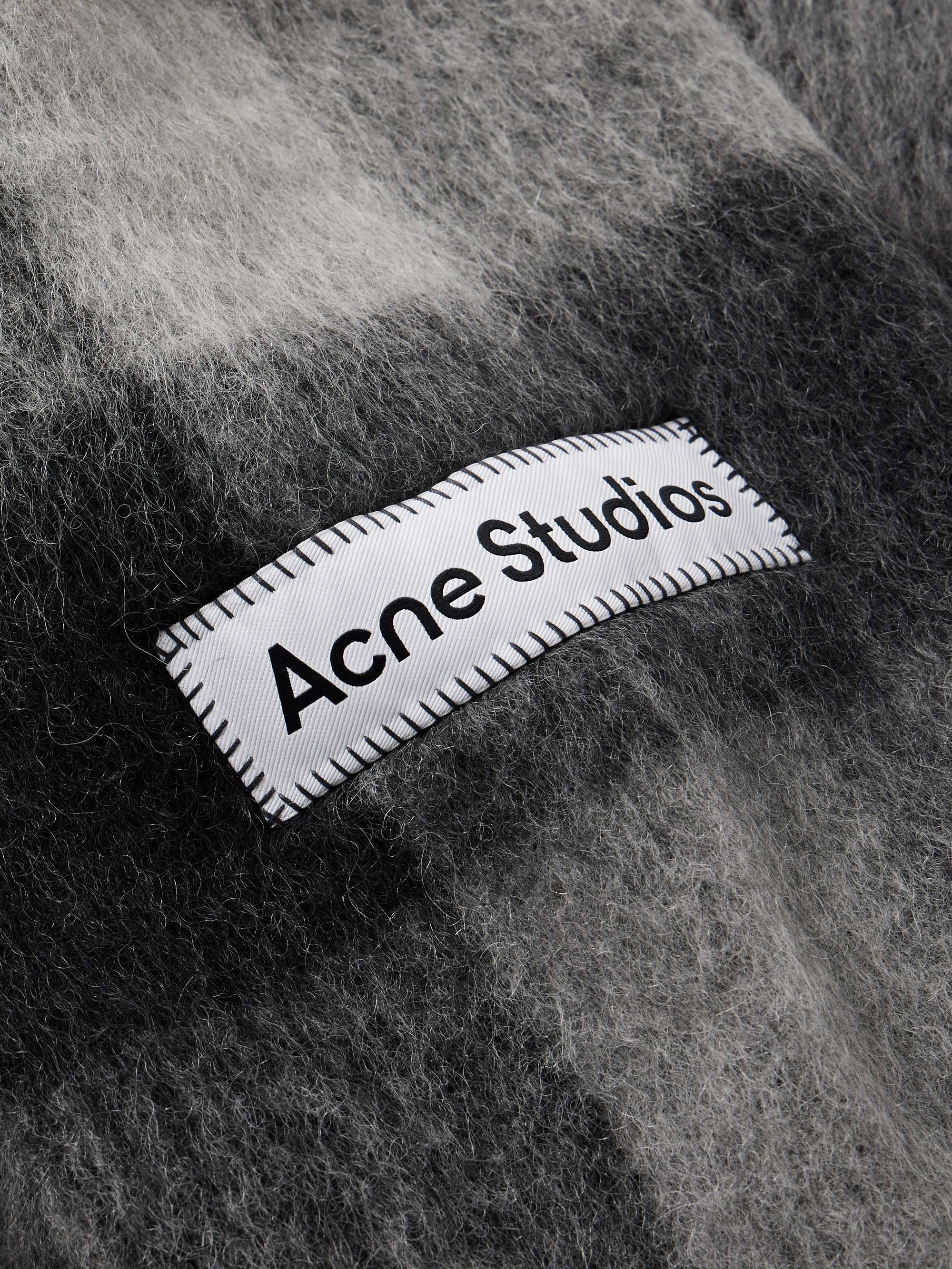 ACNE STUDIOS Vally Fringed Checked Knitted Scarf
