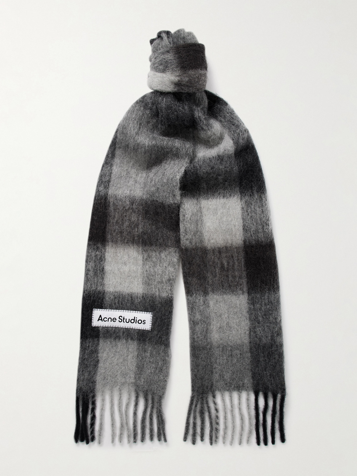 Acne Studios Fringed Checked Knitted Scarf - Men