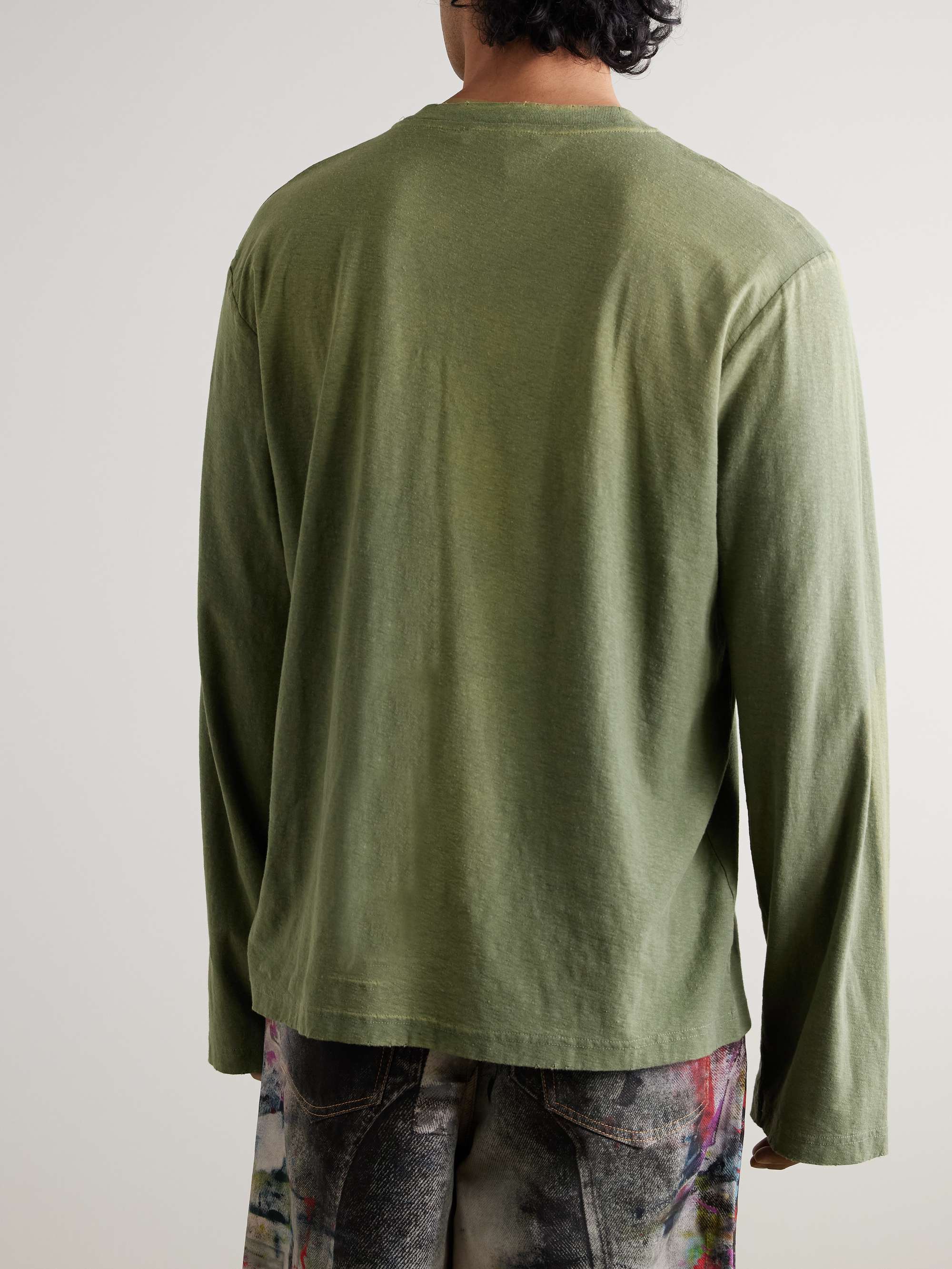 ACNE STUDIOS Edden U 1996 Logo-Printed Distressed Cotton and Hemp-Blend T-Shirt