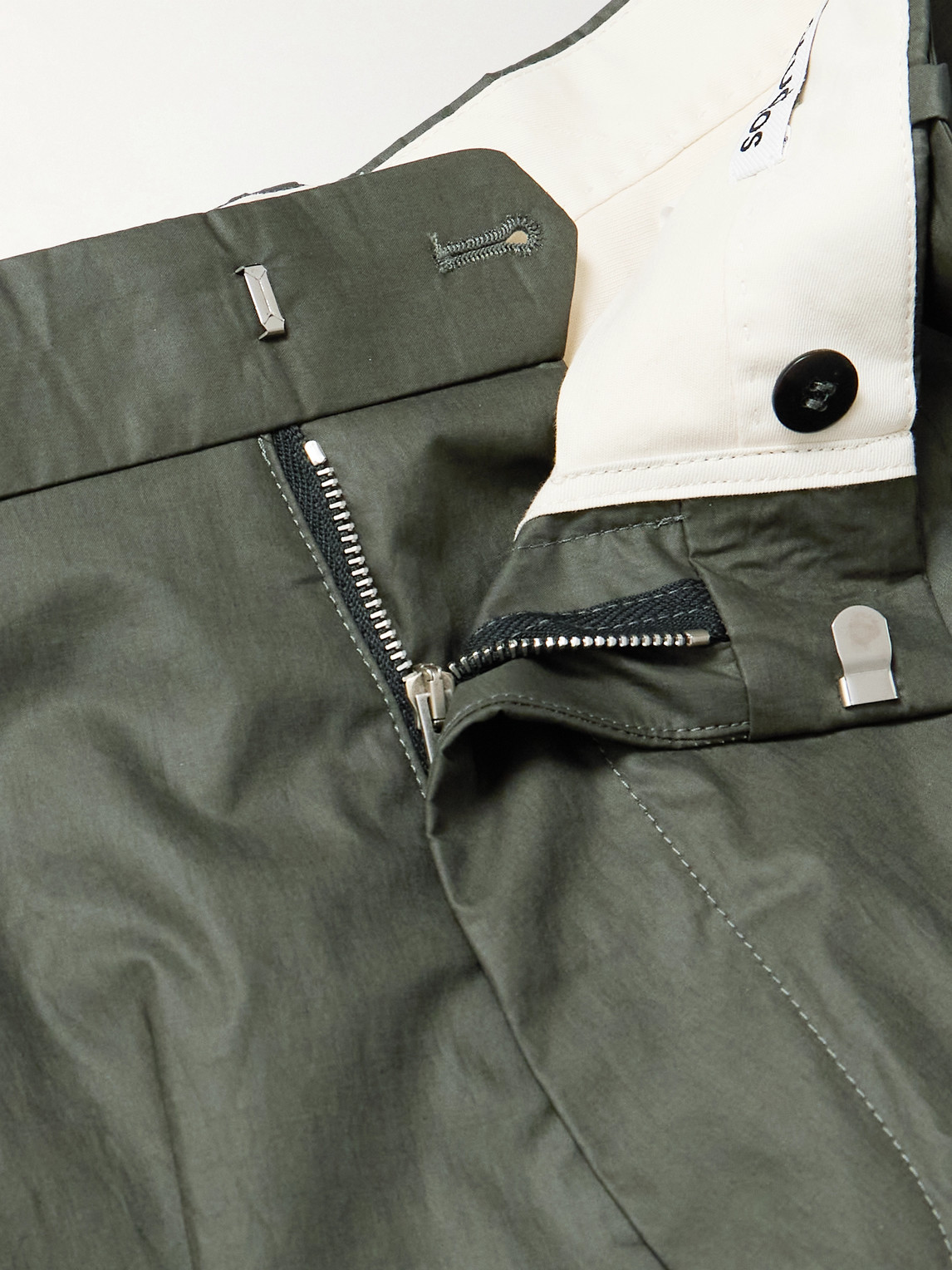 Acne Studios Pasoro Belted Straight-leg Cotton-poplin Trousers In Green