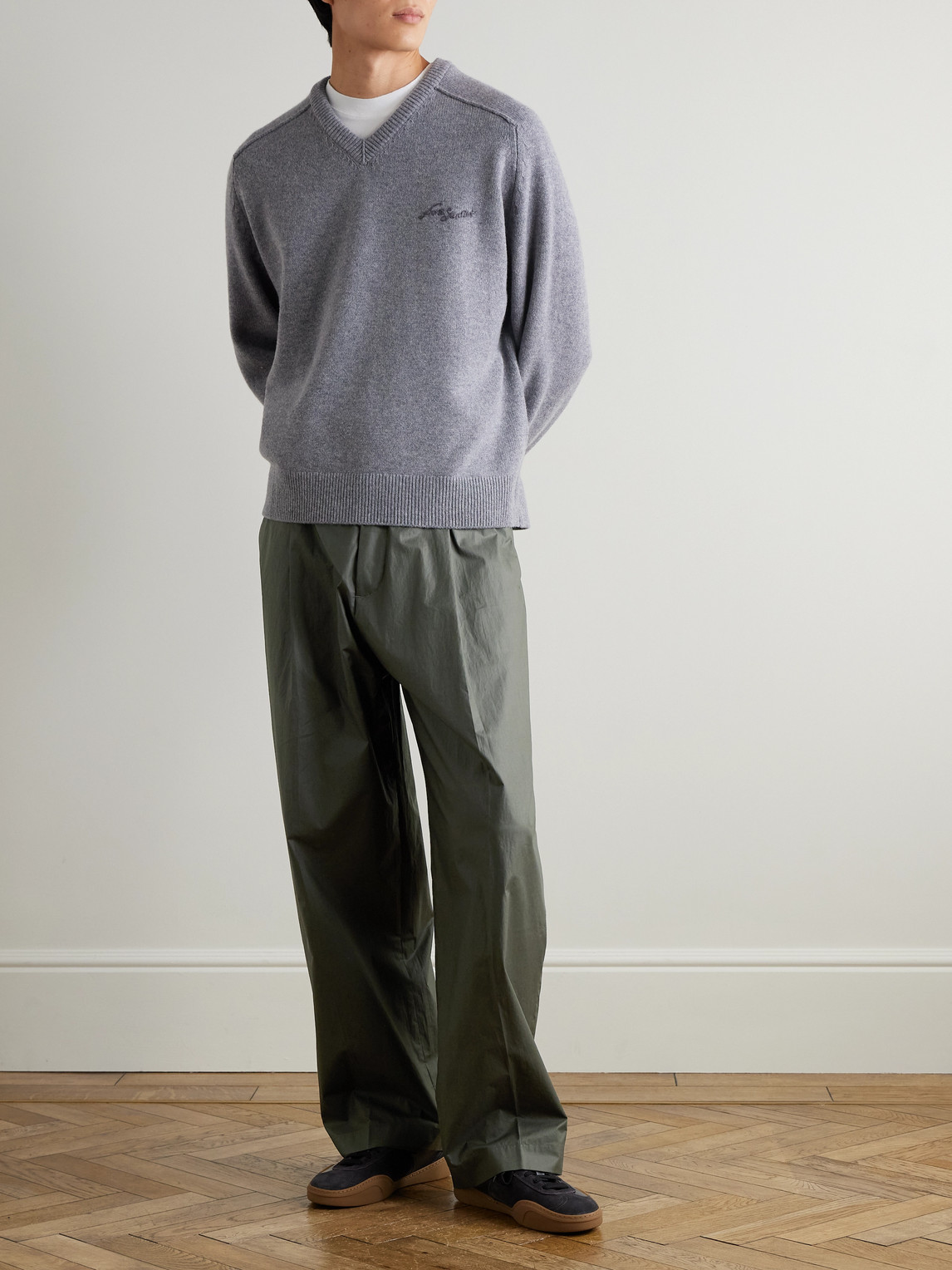 Acne Studios Pasoro Belted Straight-leg Cotton-poplin Trousers In Green