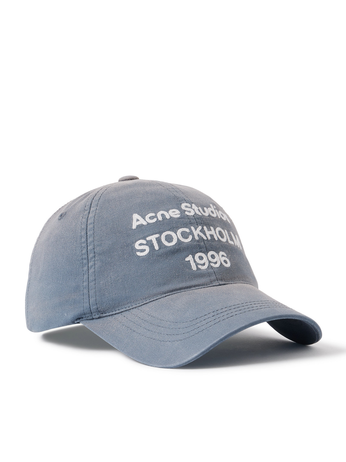 Acne Studios Logo-embroidered Cotton-twill Baseball Cap In Blue