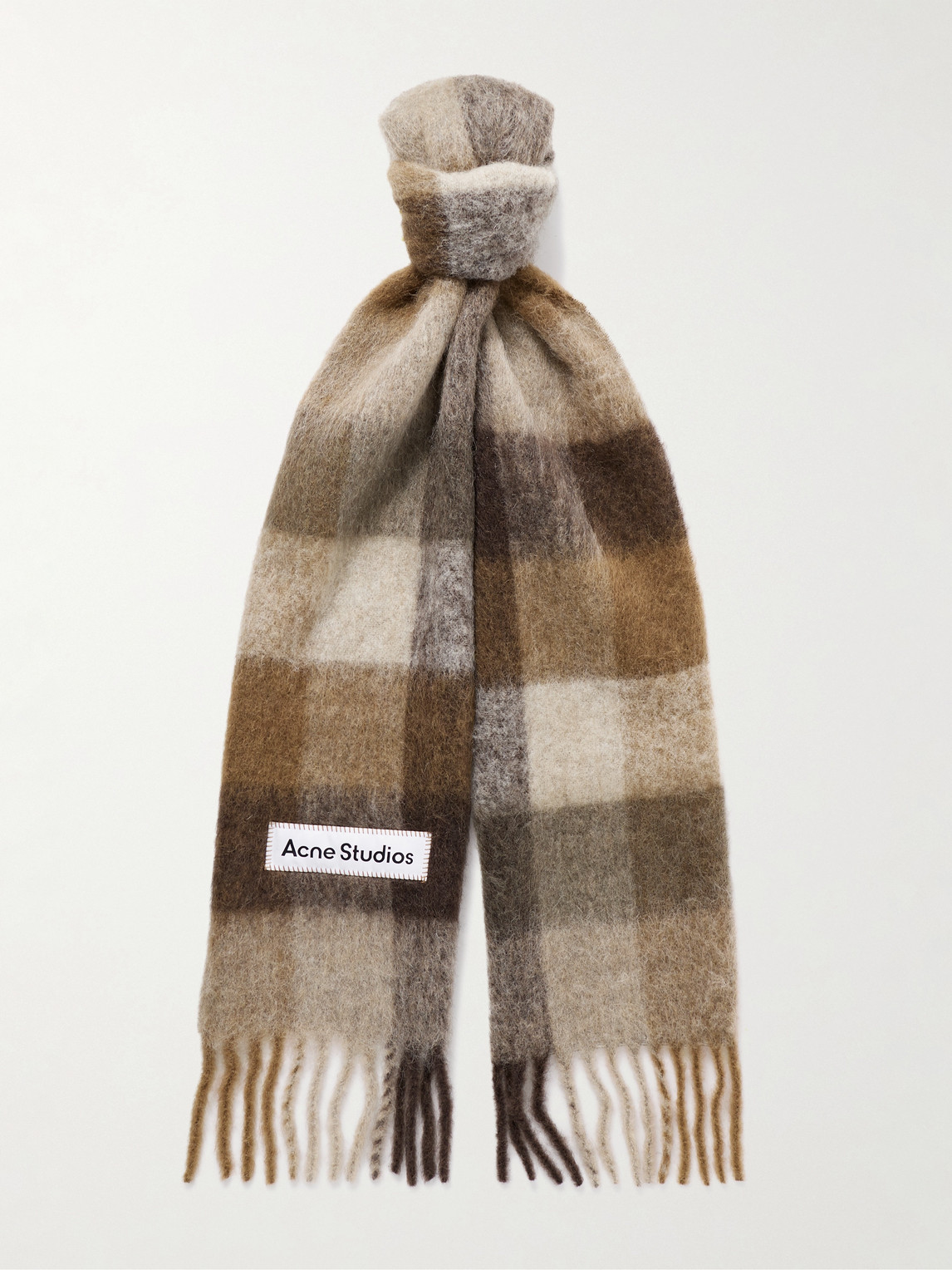 Acne Studios Vally Fringed Checked Knitted Scarf - Men