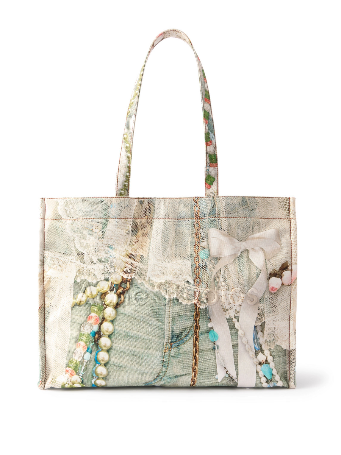 Acne Studios Printed Canvas Tote Bag In White