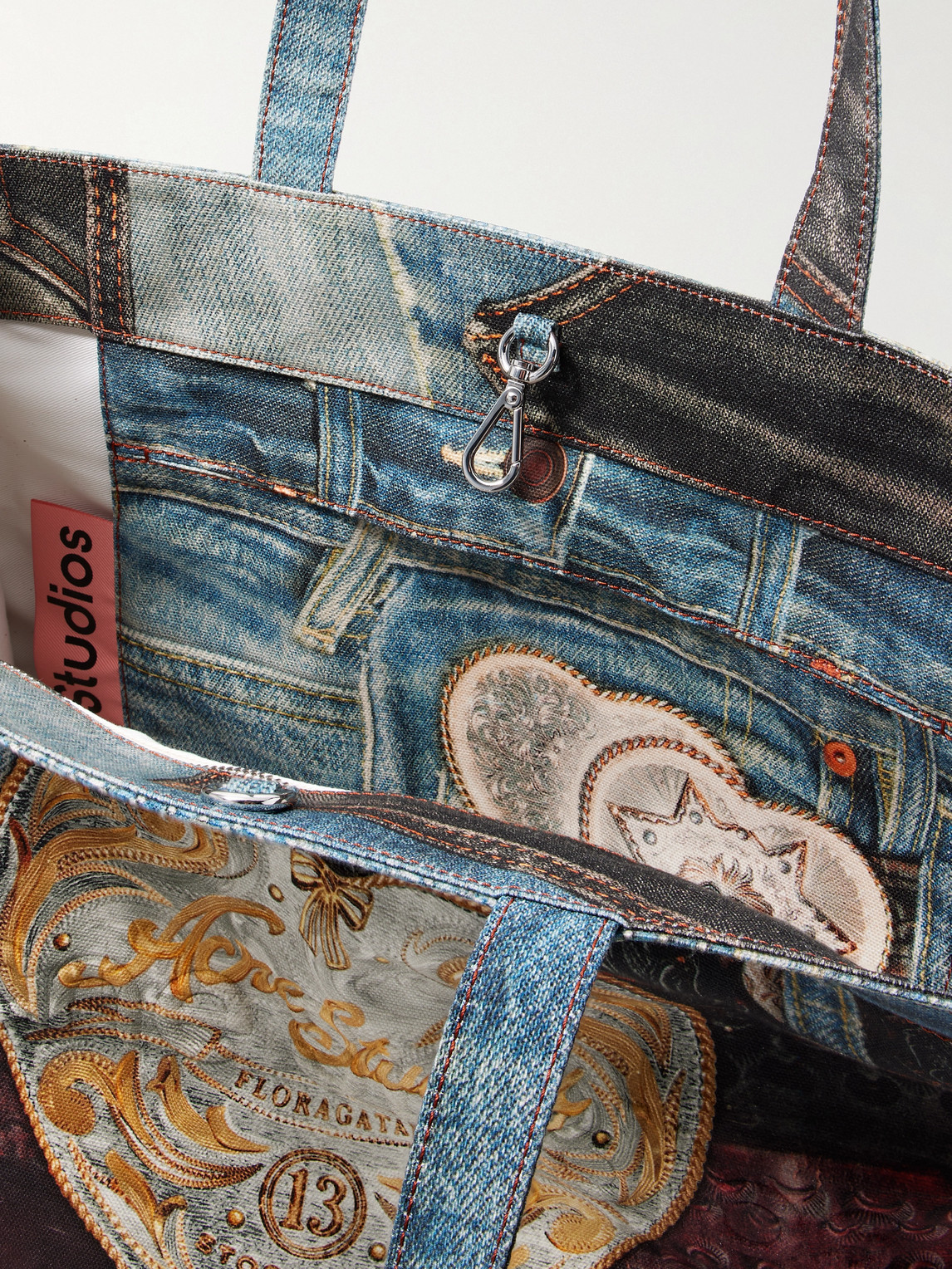 Acne Studios Trompe L'oeil Printed Canvas Tote Bag In Blue