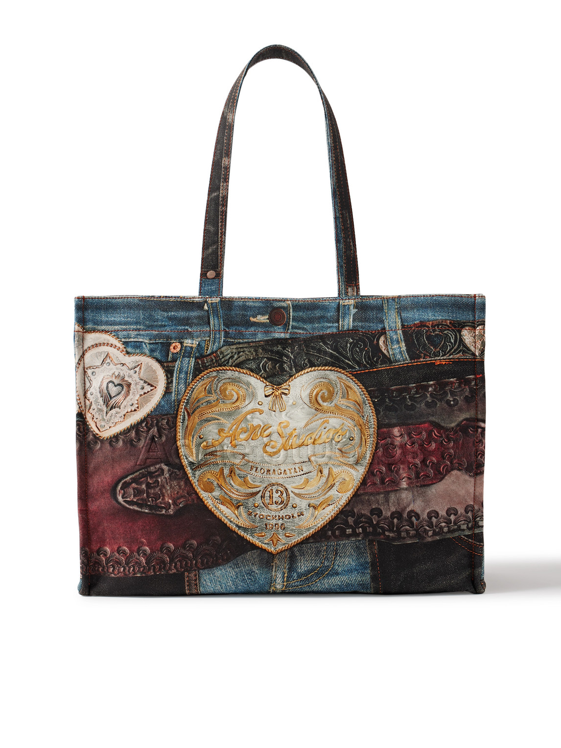Acne Studios Trompe L'oeil Printed Canvas Tote Bag In Blue