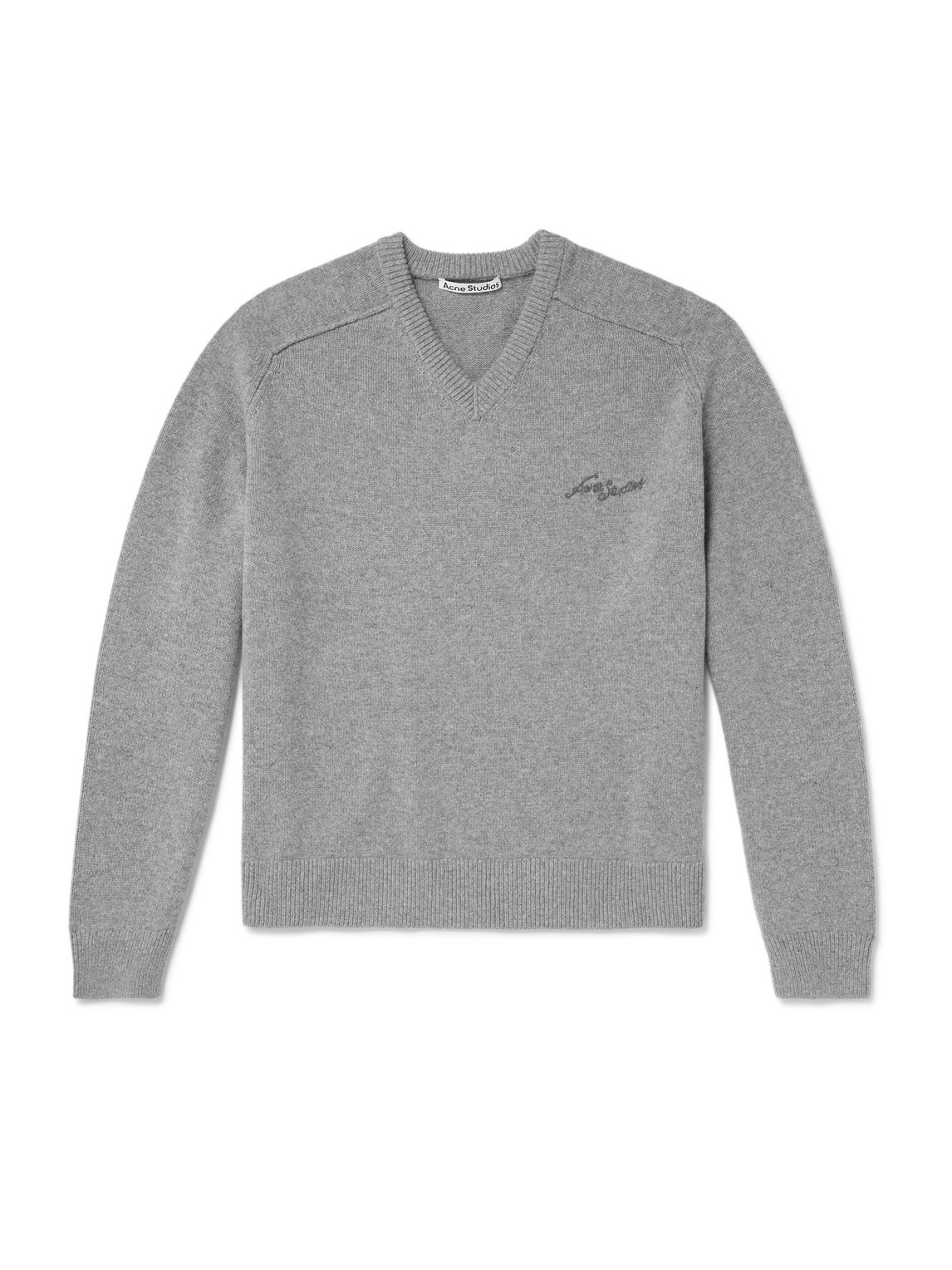 Acne Studios Kaybe Richard Logo-embroidered Wool And Yak-blend Sweater In Gray