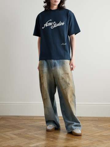 ACNE STUDIOS Exford Logo-Embroidered Cotton-Piqué T-Shirt
