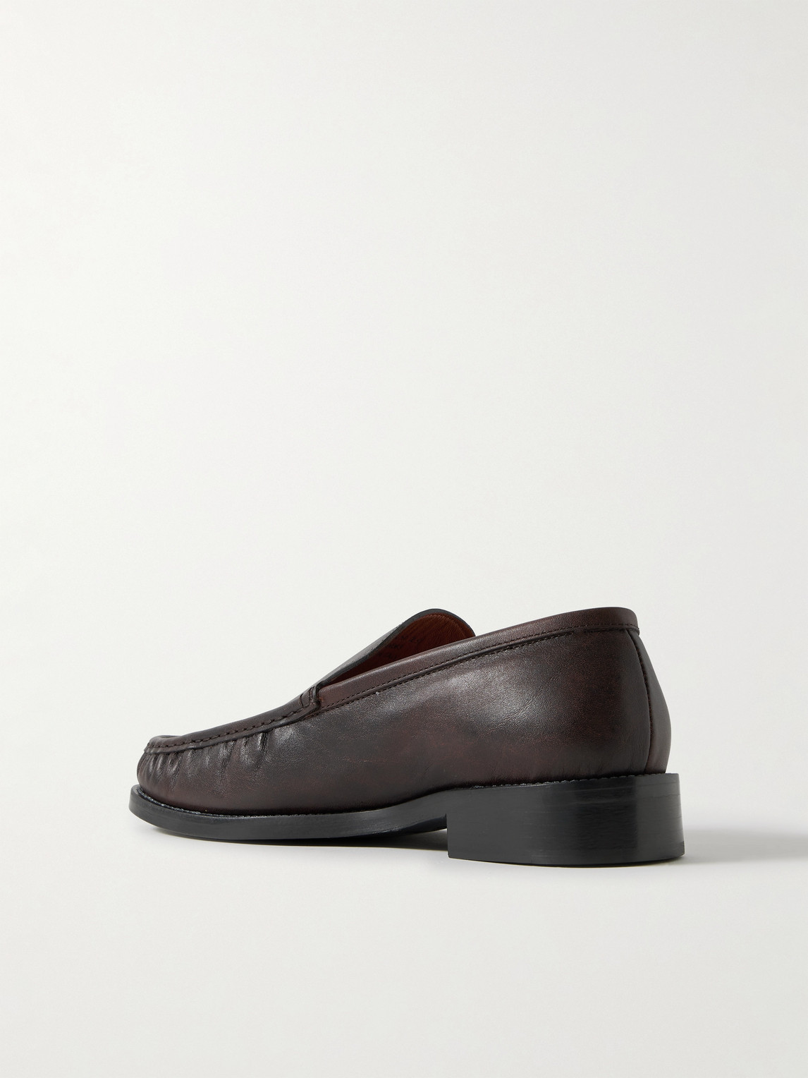 Acne Studios Logo-print Burnished-leather Loafers In Brown