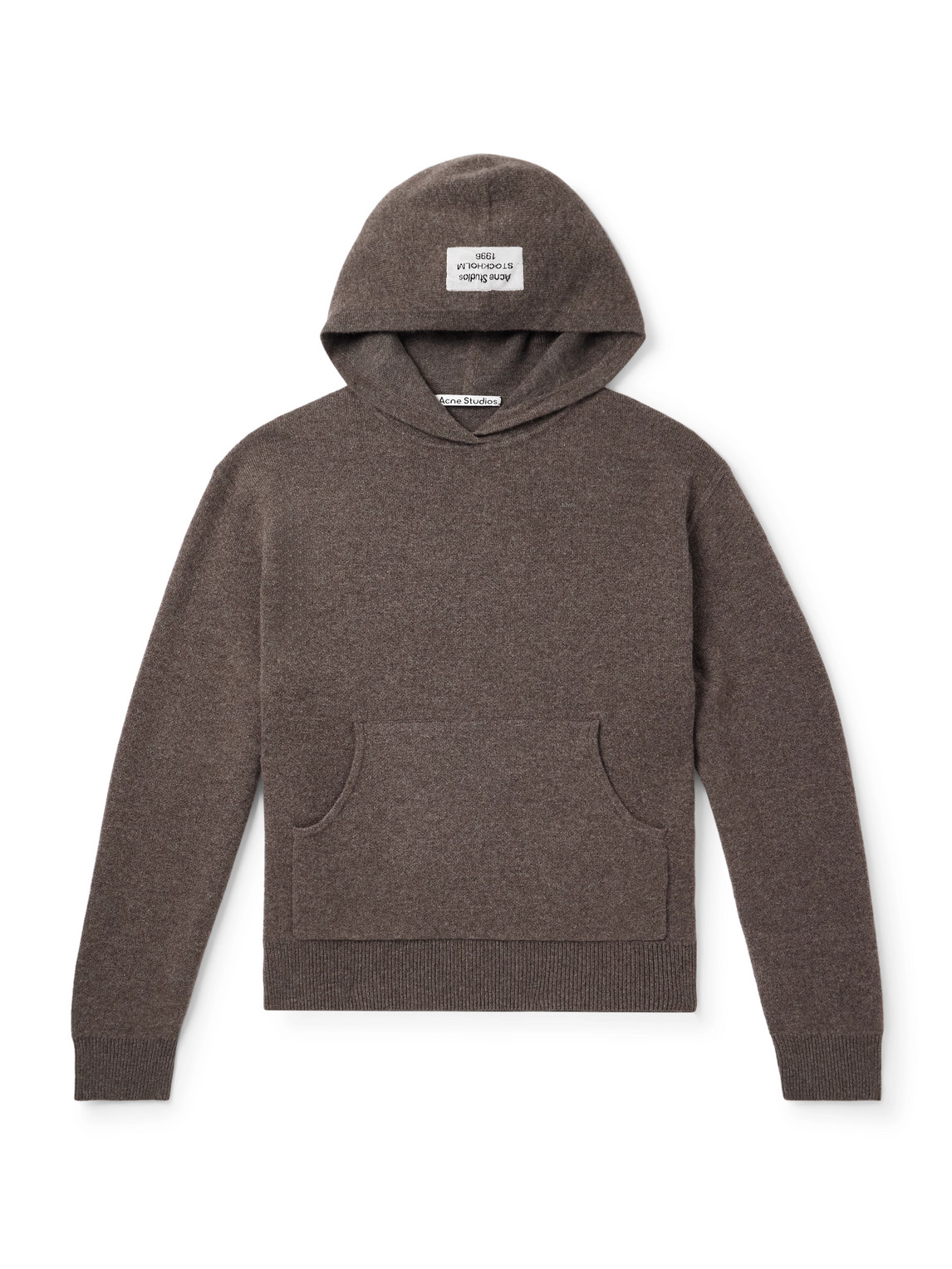 Acne Studios Logo-appliquéd Cashmere-blend Hoodie In Brown
