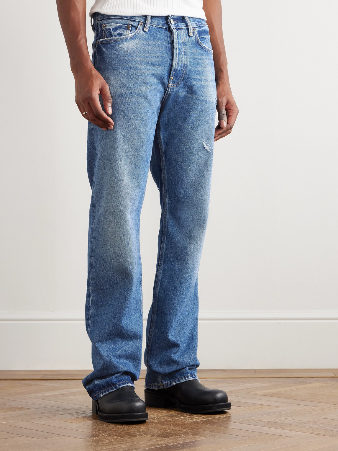 Acne Studios 2010m Straight-leg Distressed Jeans In Blue