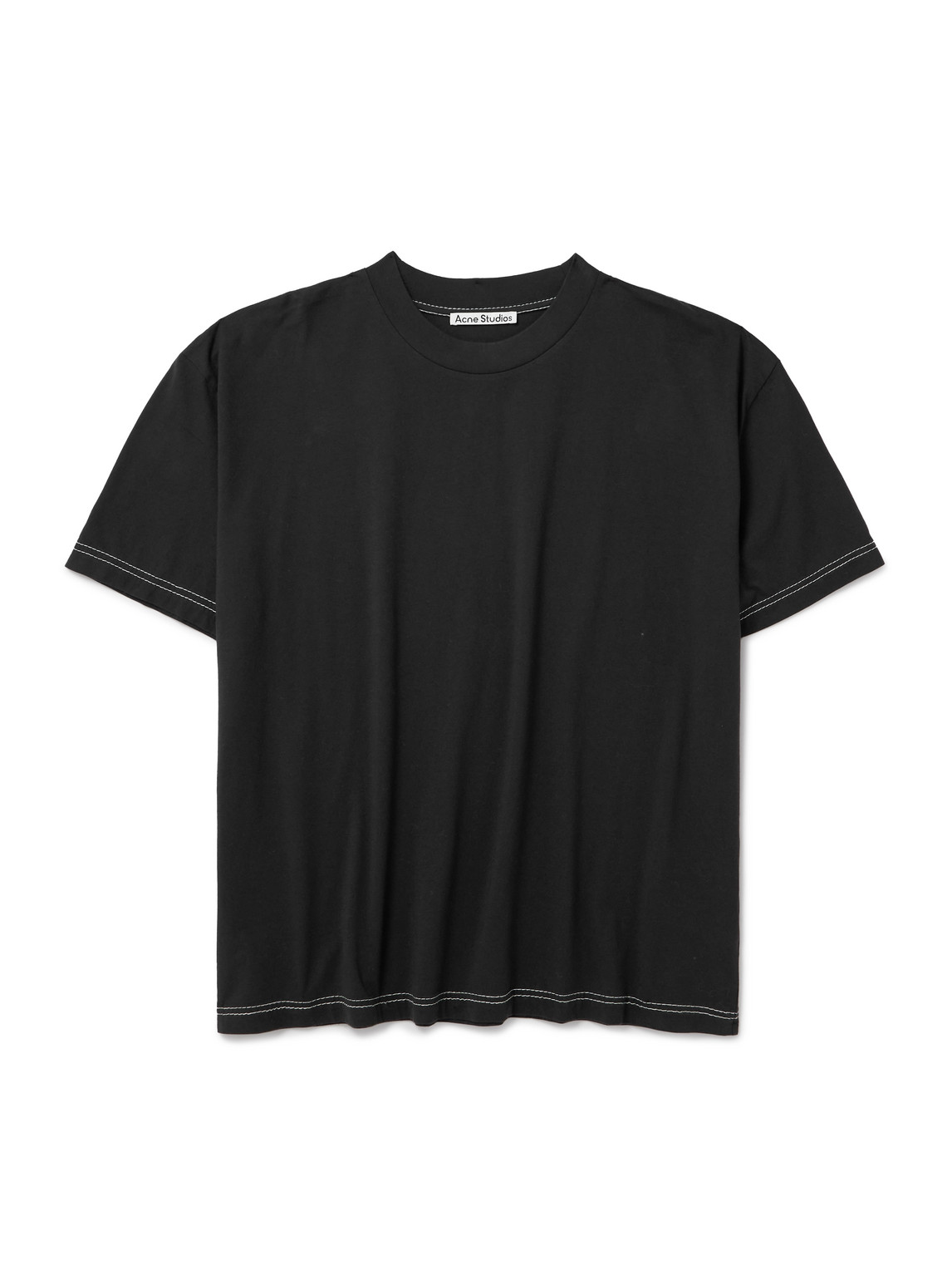 Topstitched Logo-Embroidered Cotton-Jersey T-Shirt