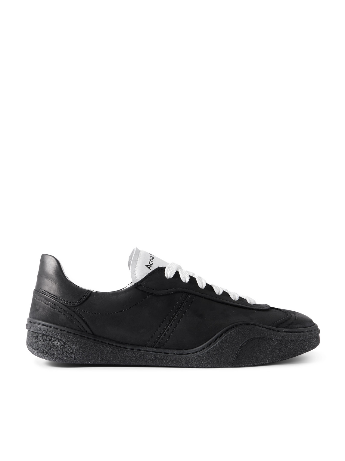 Bars Leather-Trimmed Nubuck Sneakers