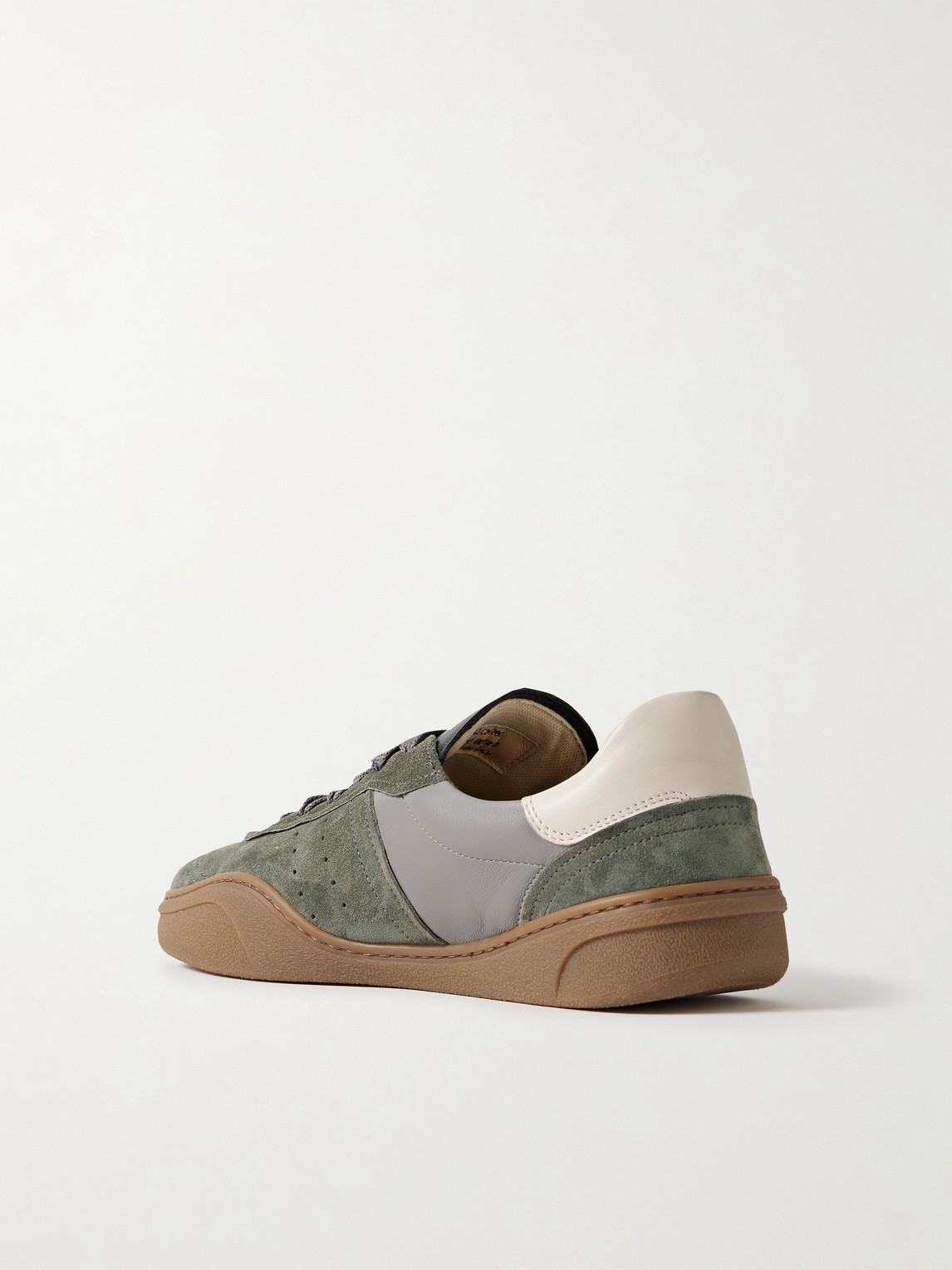 Acne Studios Bars Low Suede-trimmed Leather Sneakers In Green