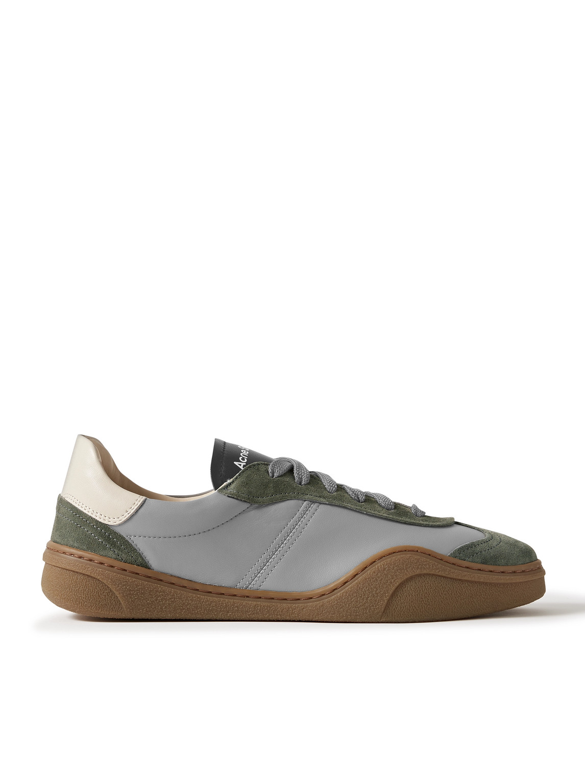 Acne Studios Bars Low Suede-trimmed Leather Sneakers In Green