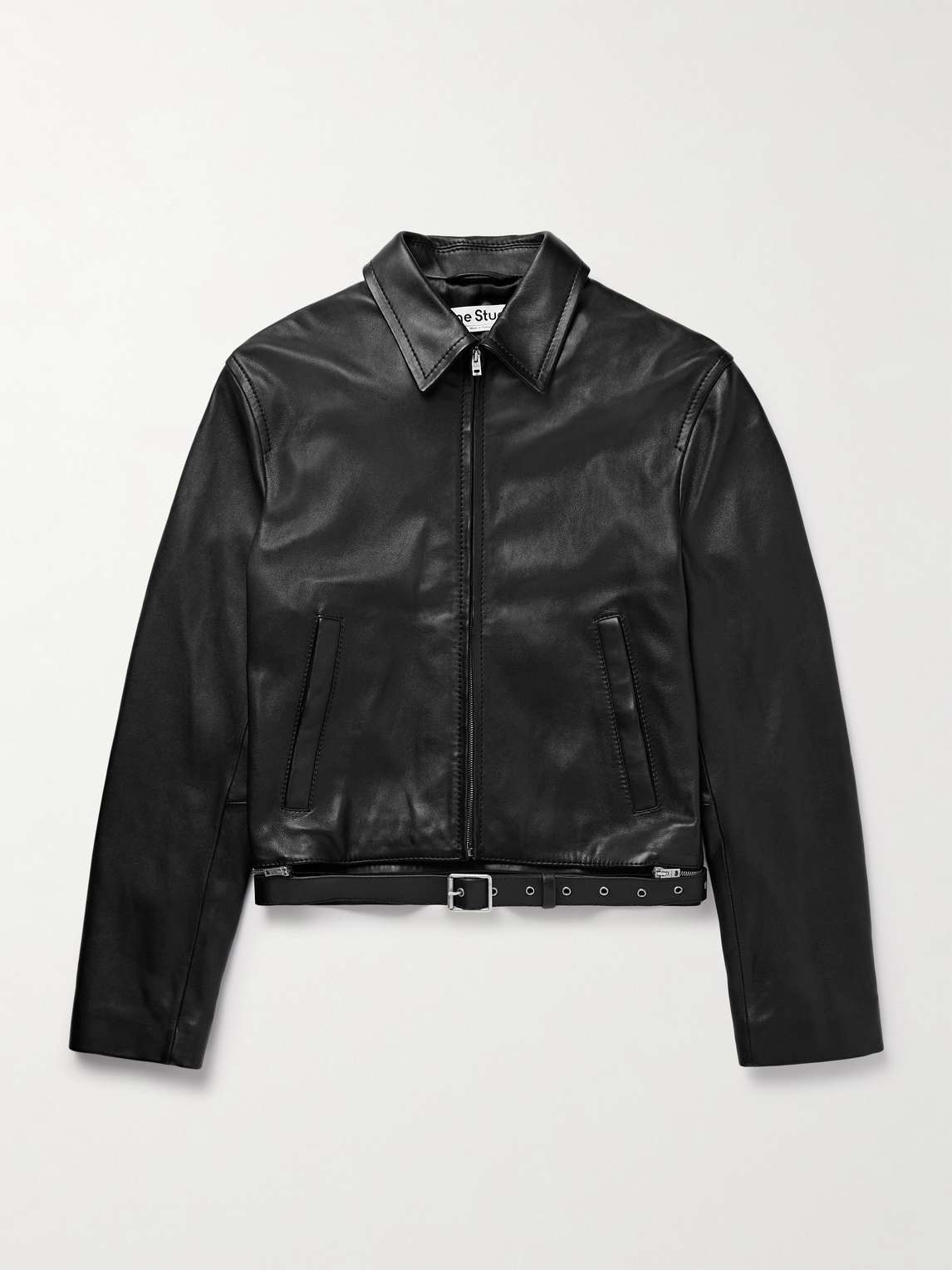 Lascari Slim-Fit Belted Leather Jacket