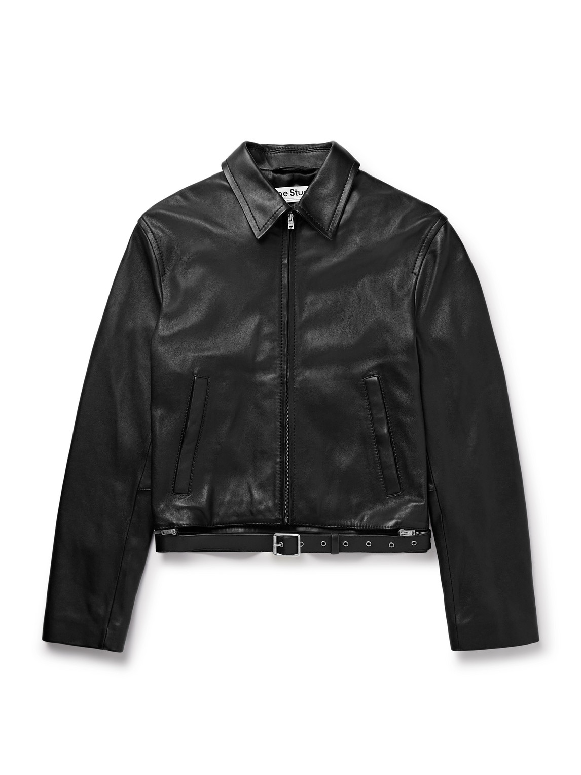 Acne Studios Lascari Slim-fit Belted Leather Jacket In Black