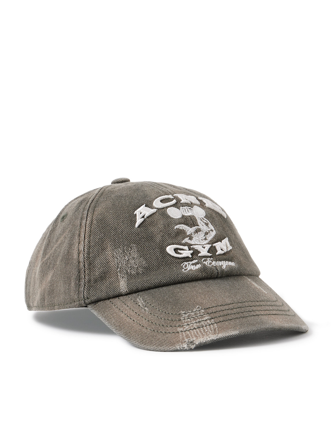 Acne Studios Logo-embroidered Cotton-twill Baseball Cap In Gray