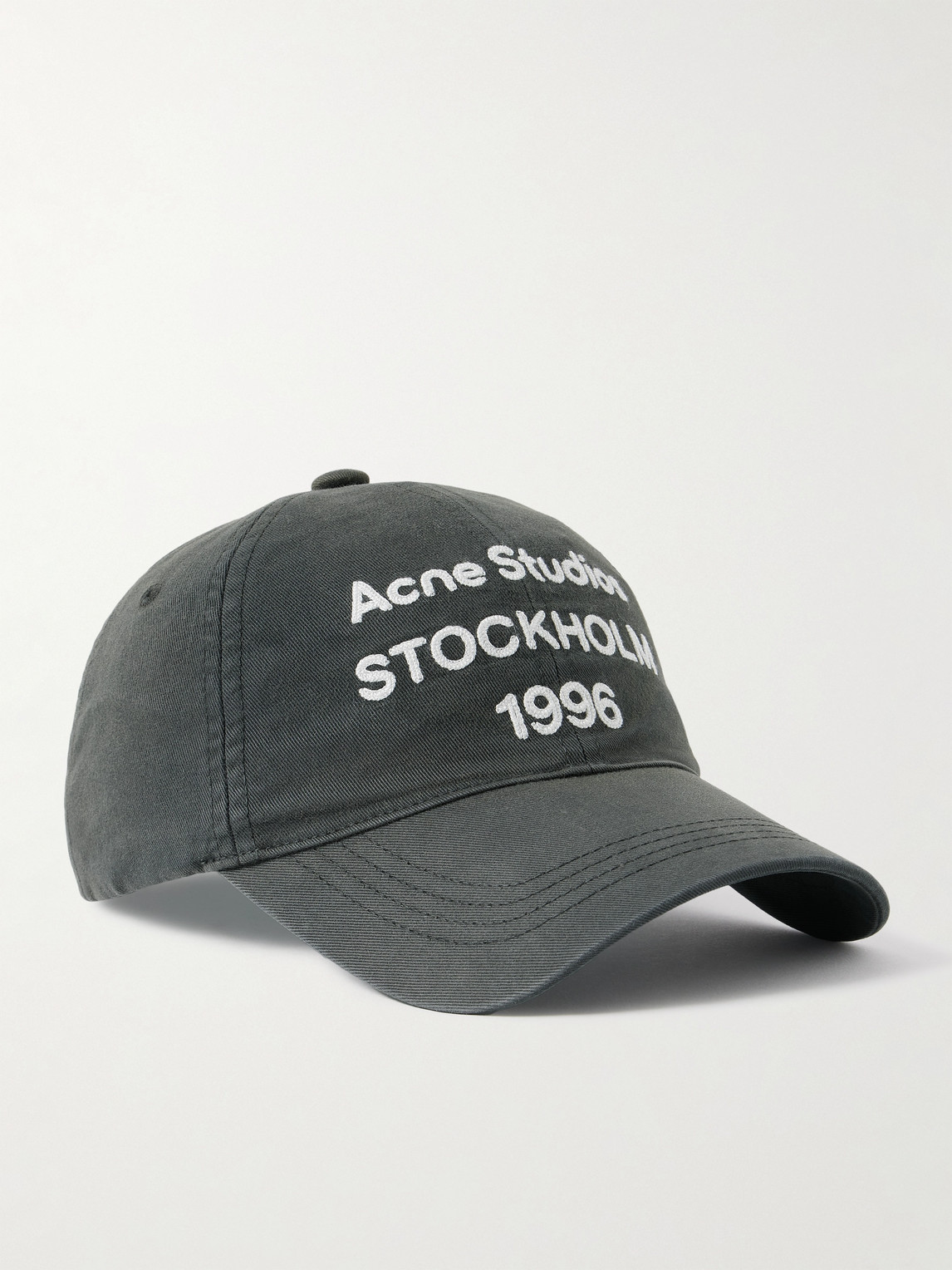 Acne Studios Logo-embroidered Cotton-twill Baseball Cap In Gray