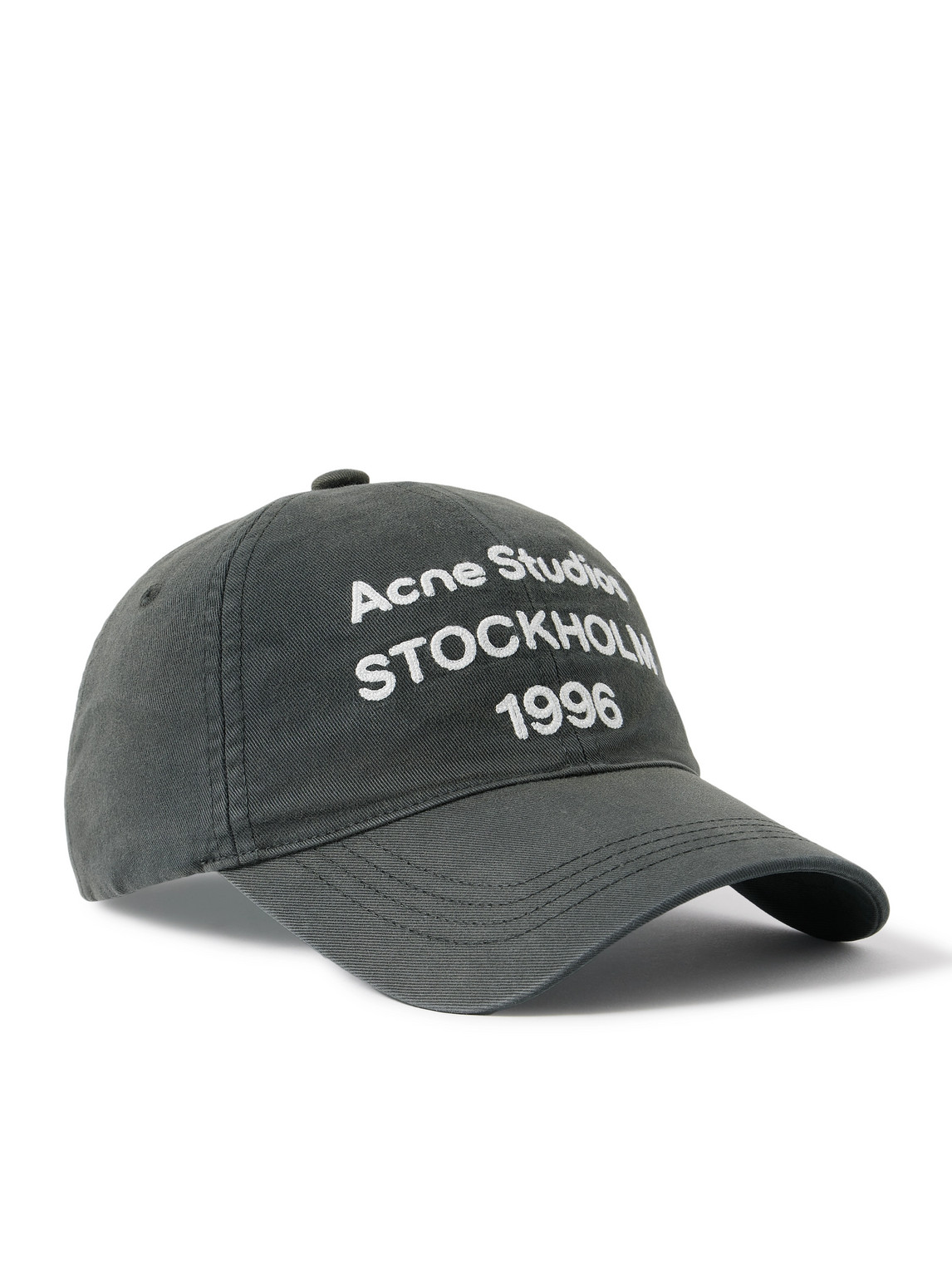 Acne Studios Logo-embroidered Cotton-twill Baseball Cap In Gray