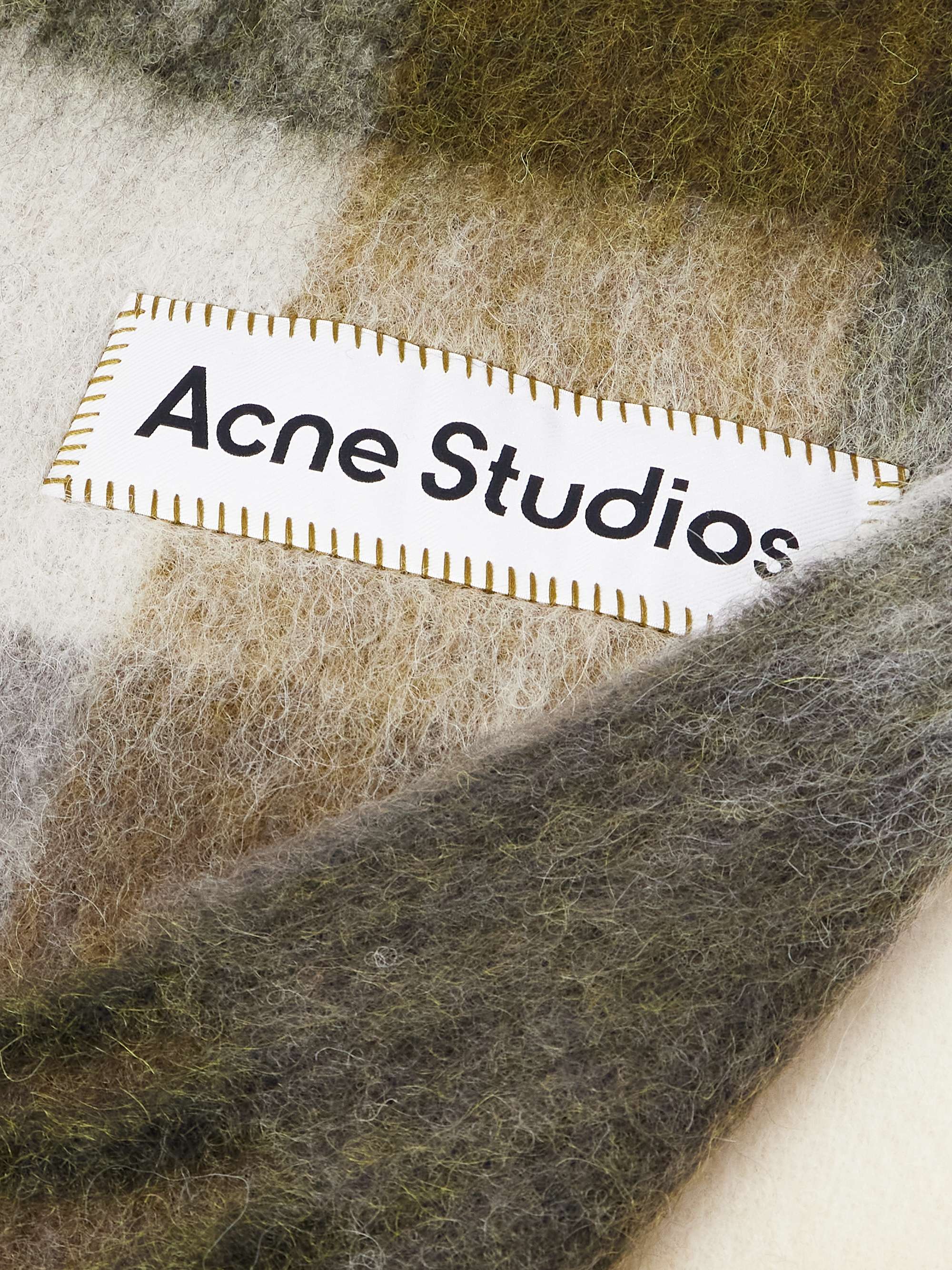 ACNE STUDIOS Vally Fringed Checked Knitted Scarf