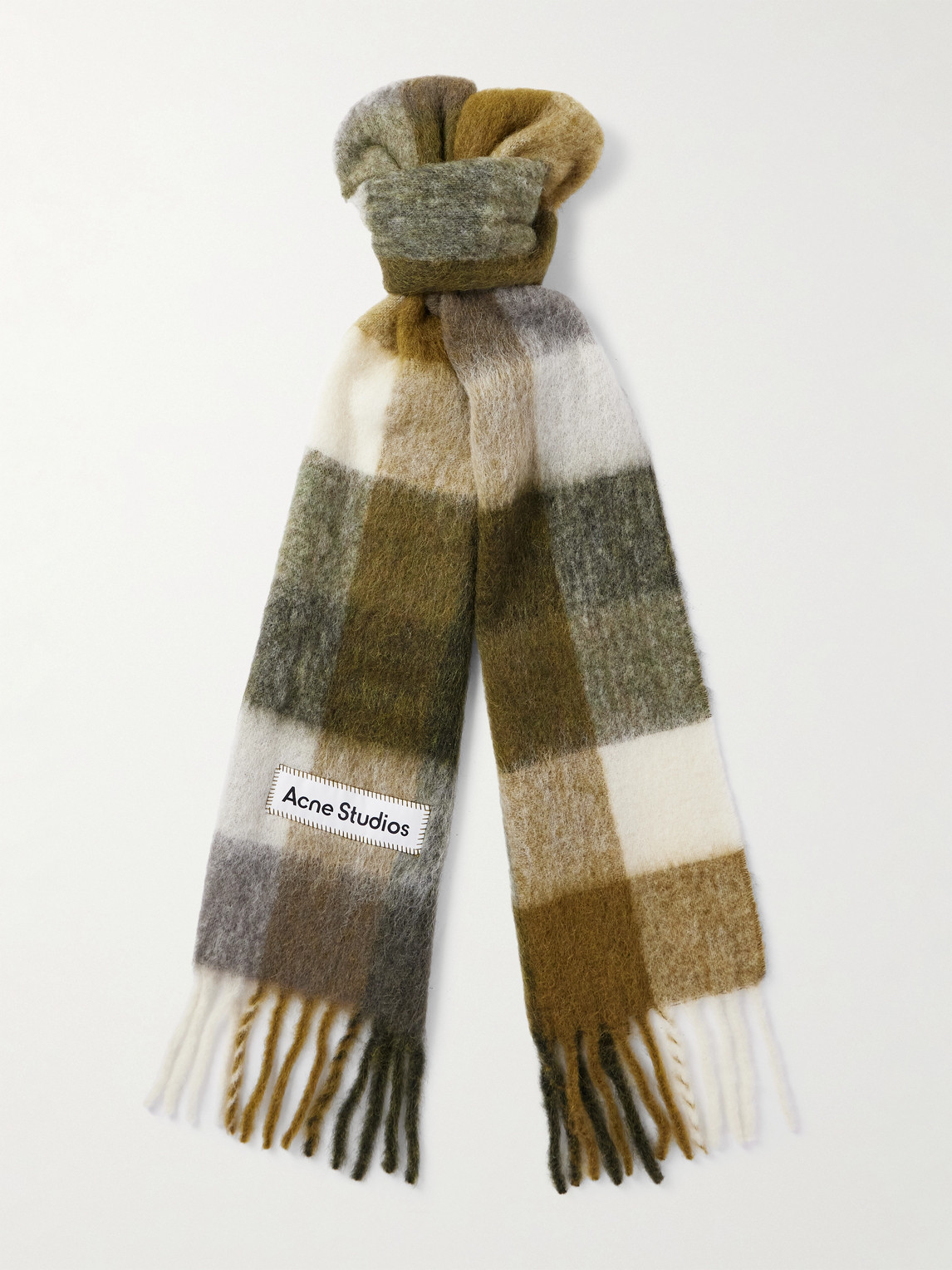Acne Studios Vally Fringed Checked Knitted Scarf - Men