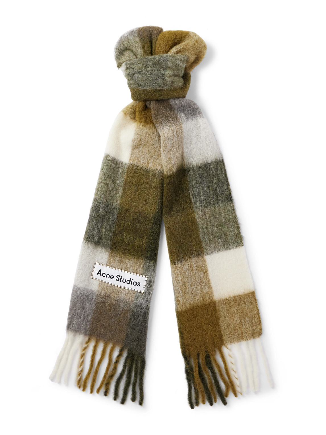 Vally Fringed Checked Knitted Scarf
