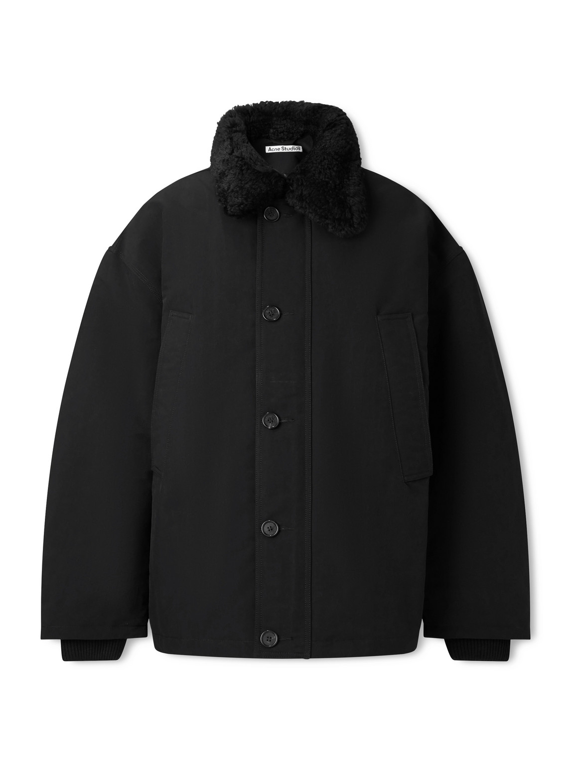 Acne Studios Omanti Shearling-trimmed Padded Peached-nylon Parka In Black