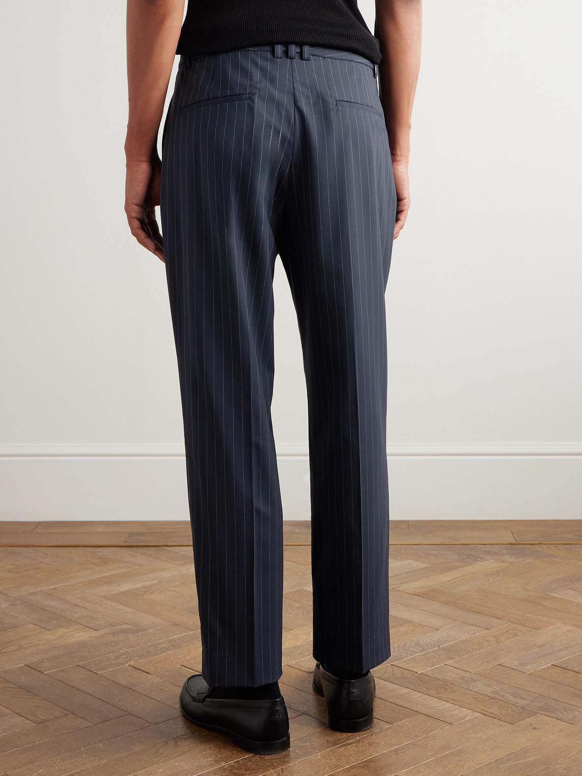 Balmain Tapered Cropped Pleated Pinstriped Wool-blend Trousers In Multi