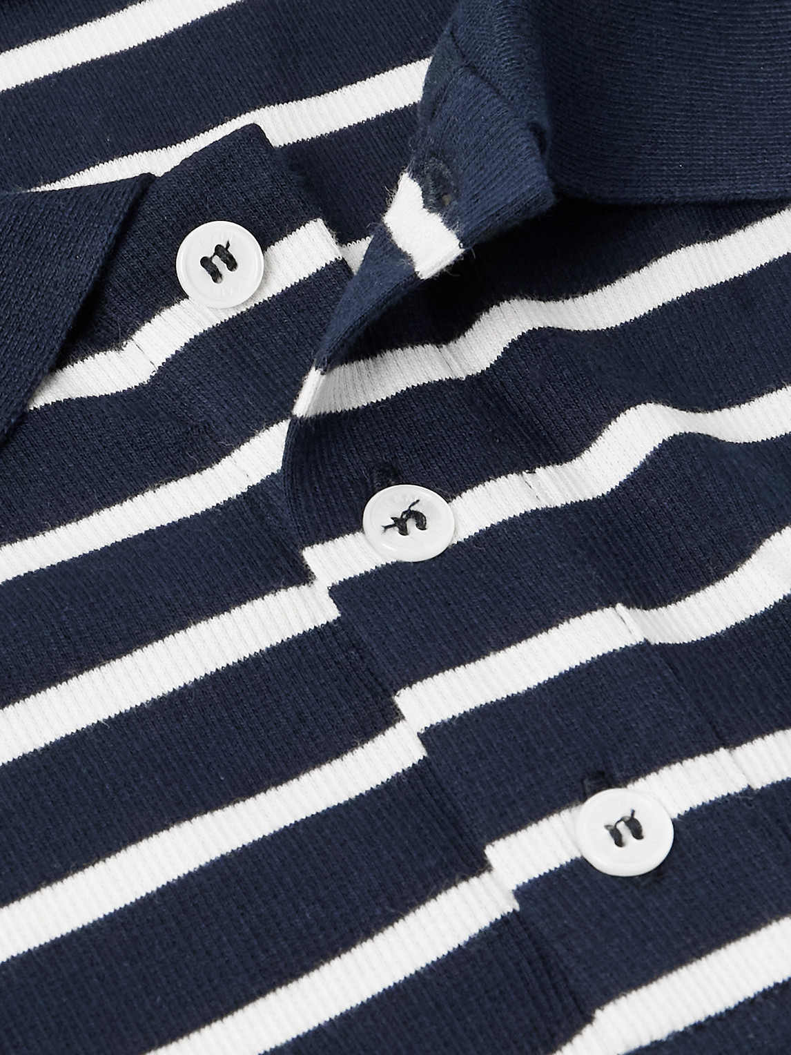 Balmain Mariniere Logo-print Striped Cotton Polo Shirt In Blue
