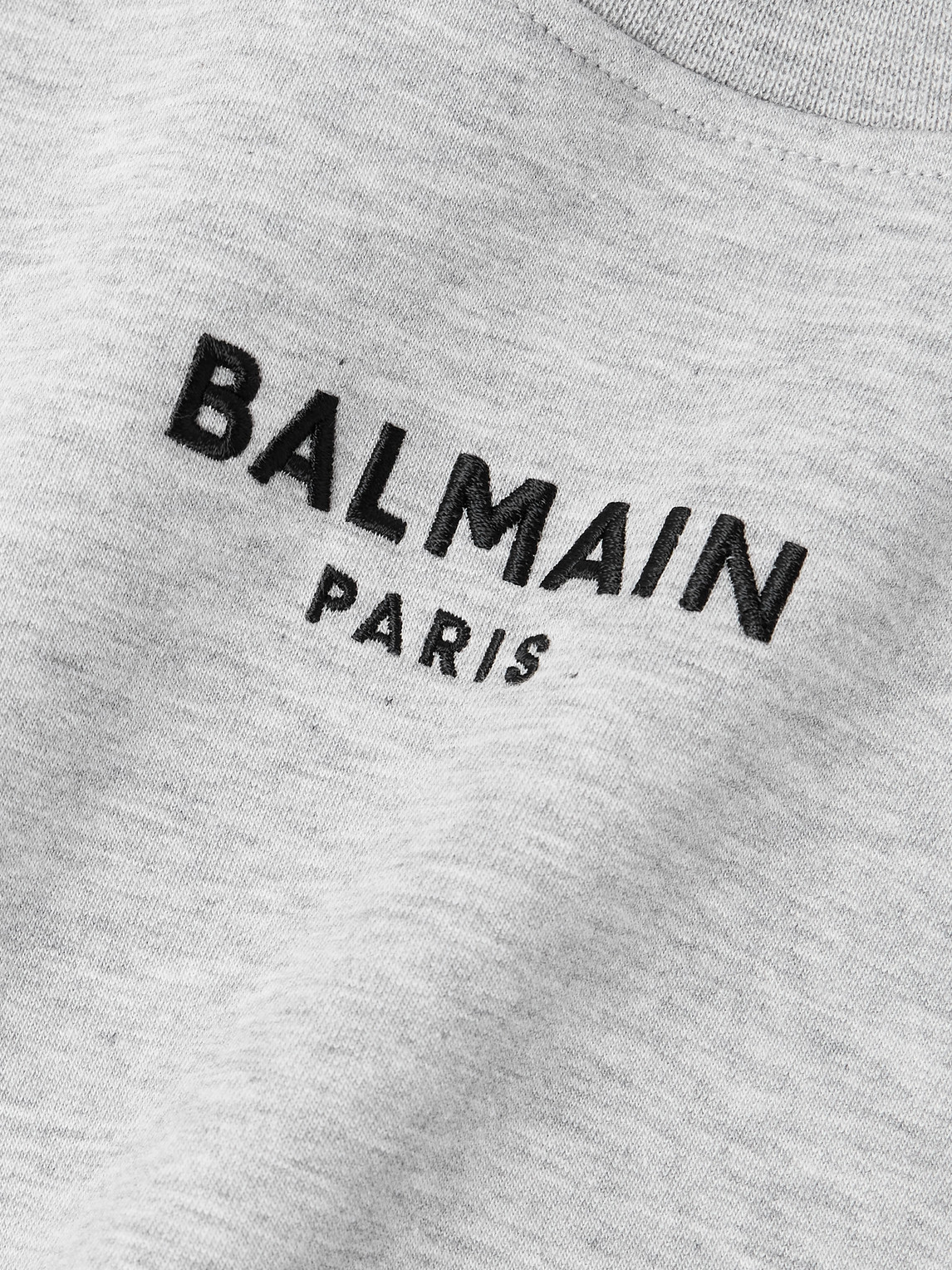 Balmain Logo-embroidered Cotton-blend Jersey T-shirt In Gray
