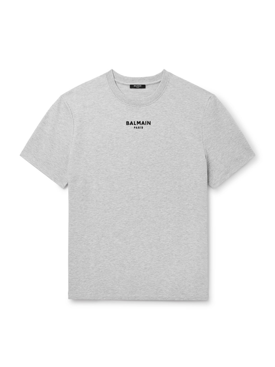 Balmain Logo-embroidered Cotton-blend Jersey T-shirt In Gray