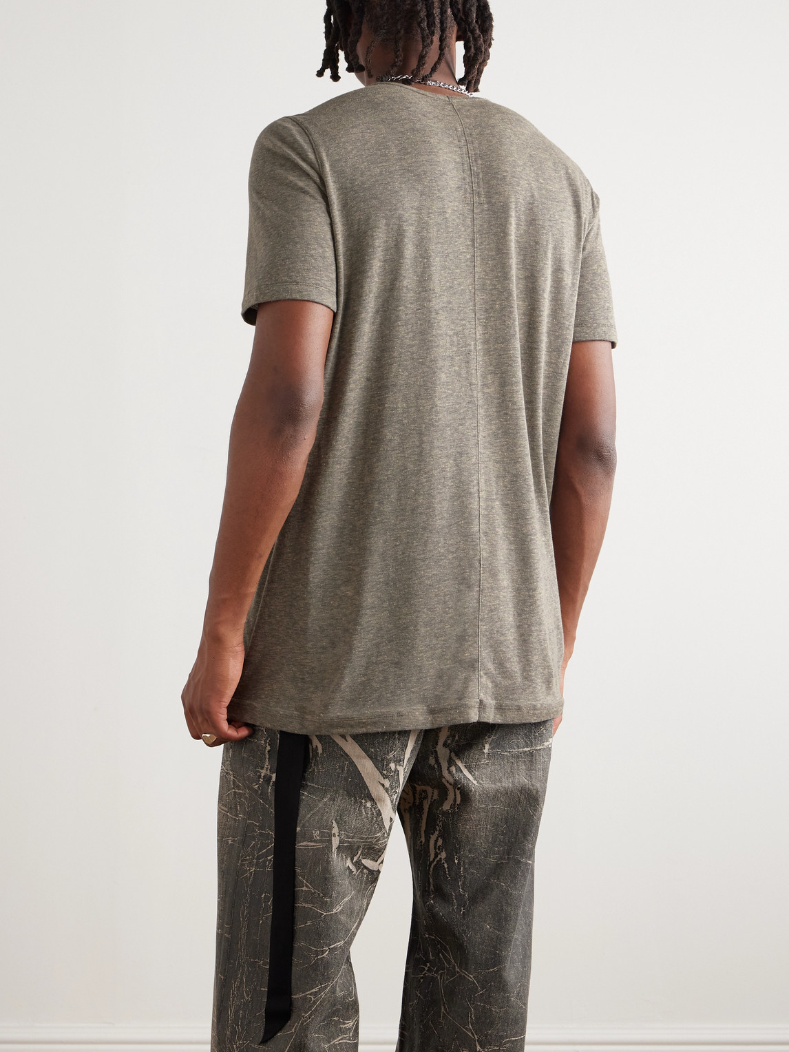 Rick Owens Drkshdw Level Slim-fit Webbing-trimmed Cotton-jersey T-shirt In Gray