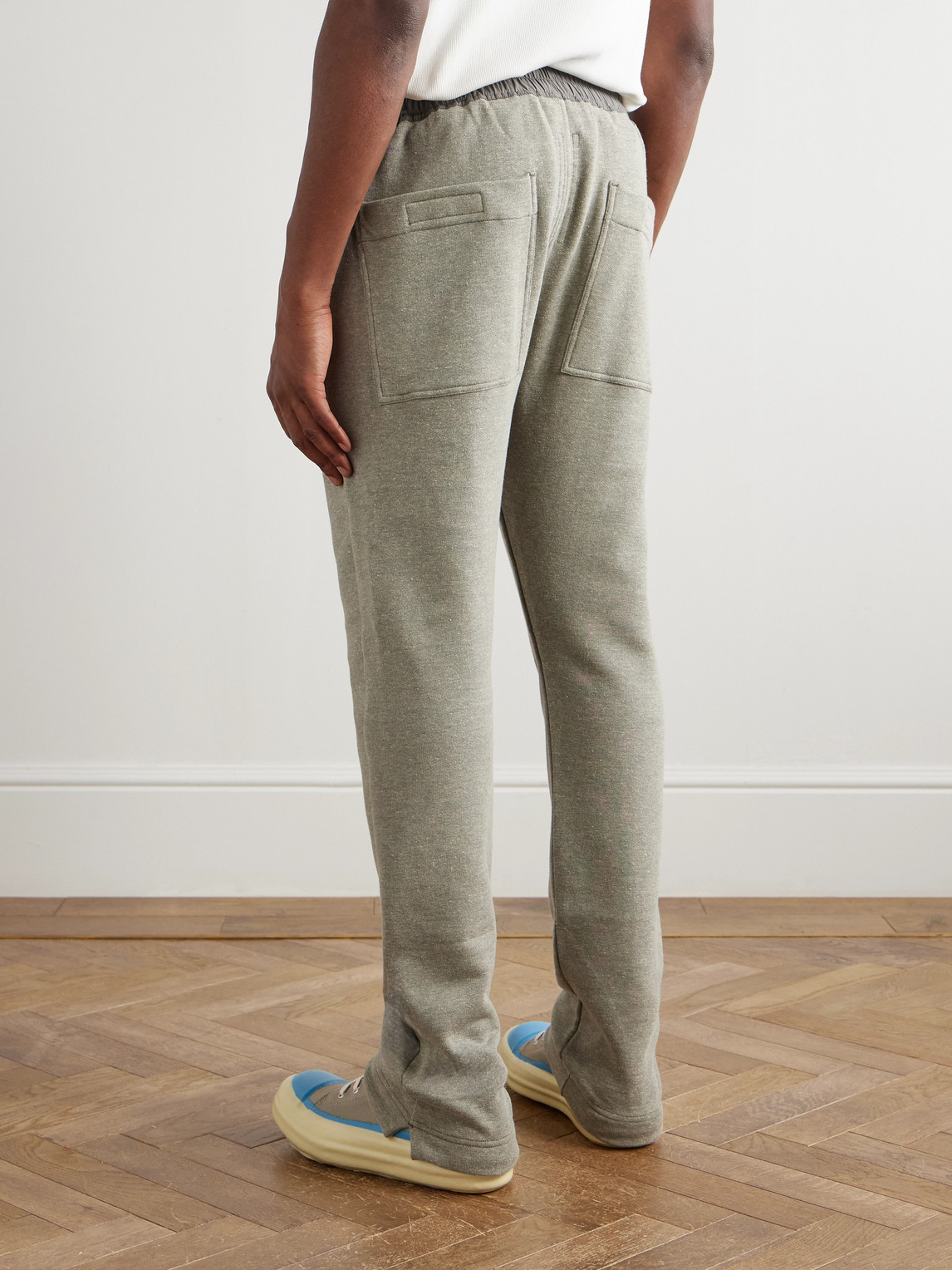Rick Owens Drkshdw Berlin Straight-leg Shell-trimmed Cotton-blend Jersey Sweatpants In Gray
