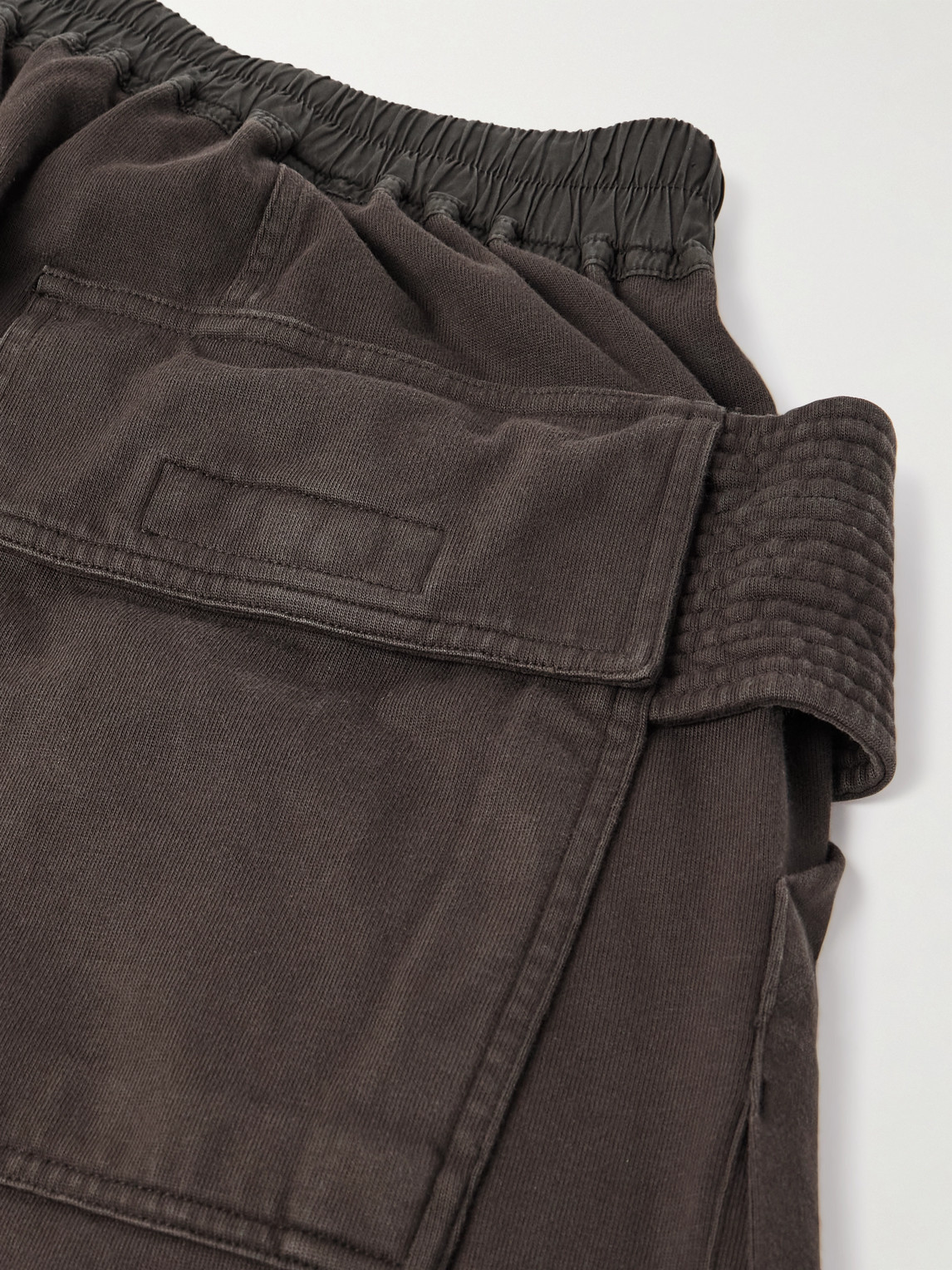 Rick Owens Drkshdw Creatch Straight-leg Brushed Cotton-jersey Drawstring Cargo Shorts In Brown