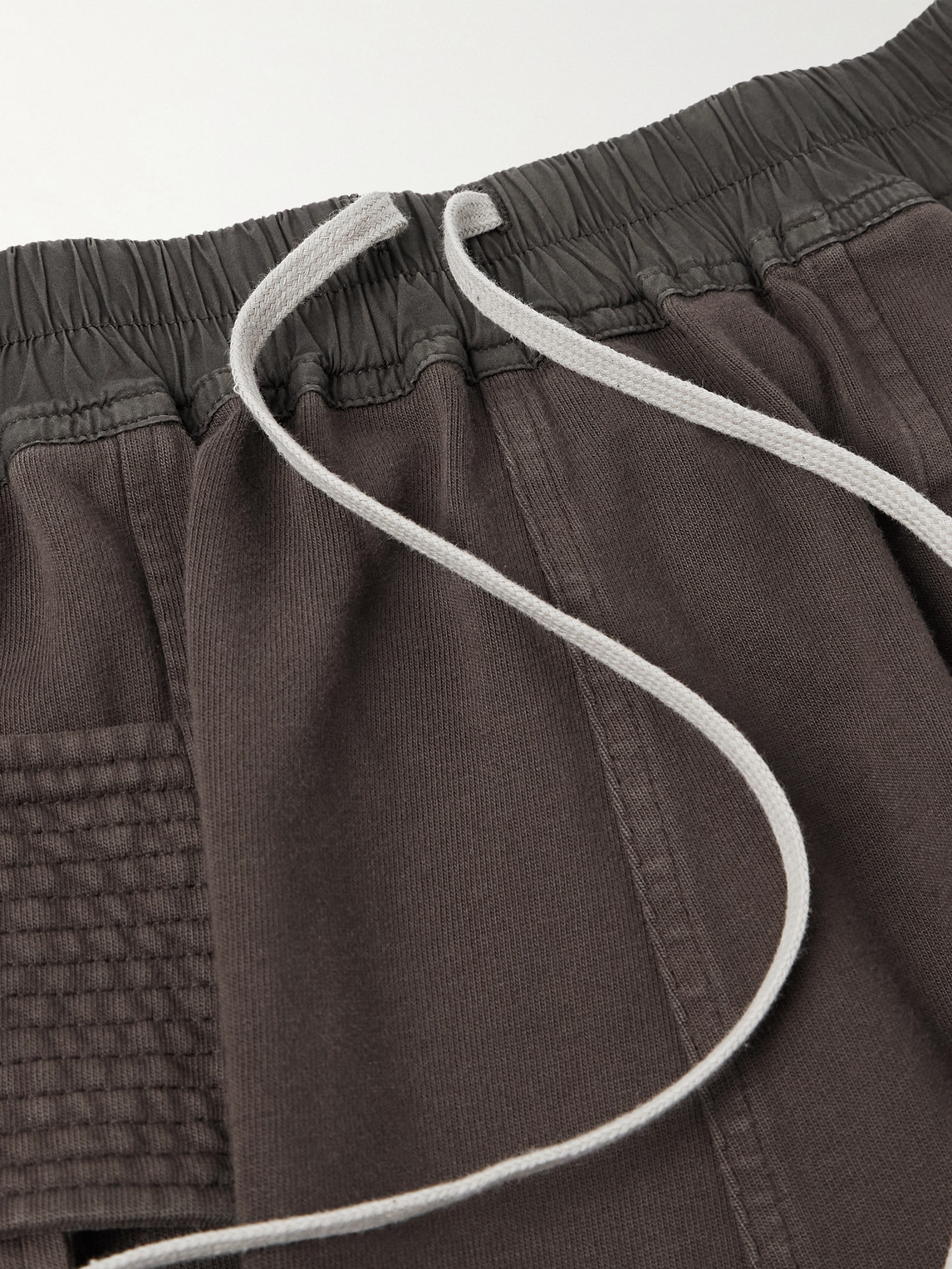 Rick Owens Drkshdw Creatch Straight-leg Brushed Cotton-jersey Drawstring Cargo Shorts In Brown