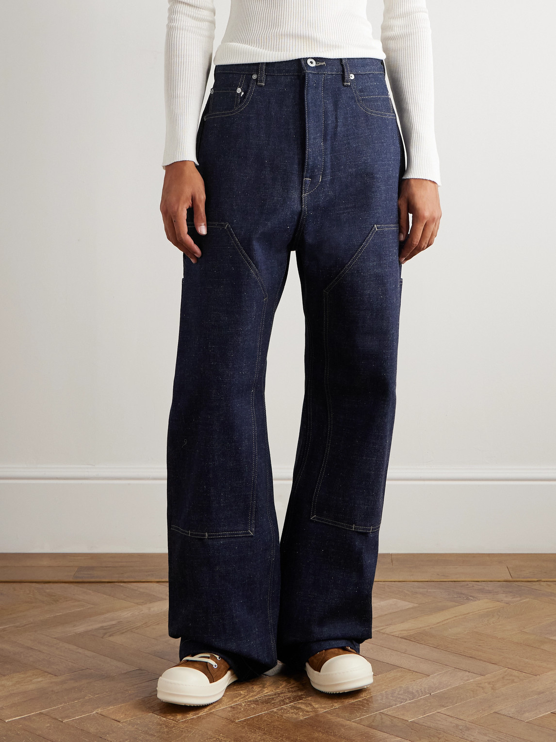 Rick Owens Drkshdw Wide-leg Double-knee Jeans In Blue