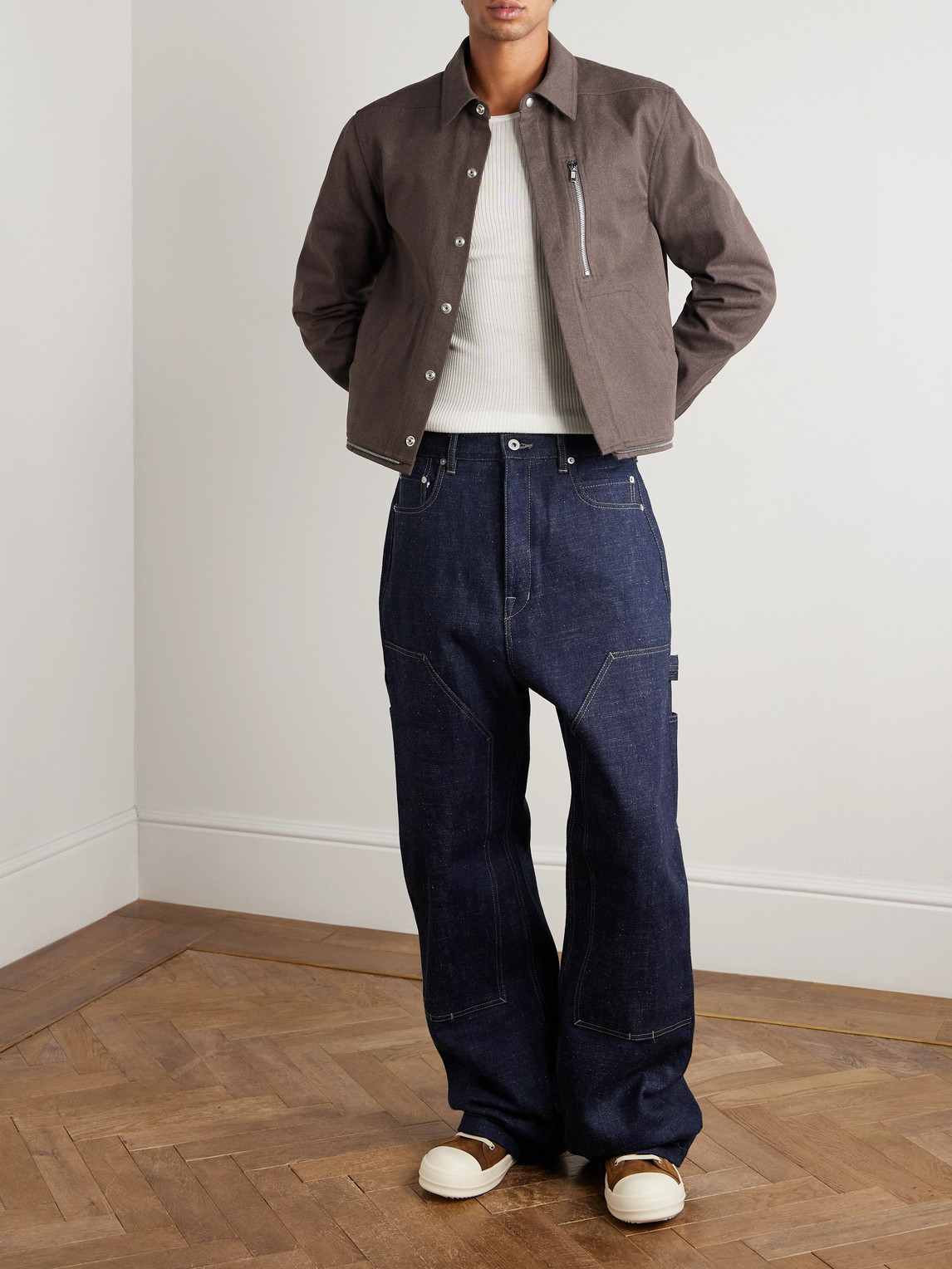 Rick Owens Drkshdw Wide-leg Double-knee Jeans In Blue