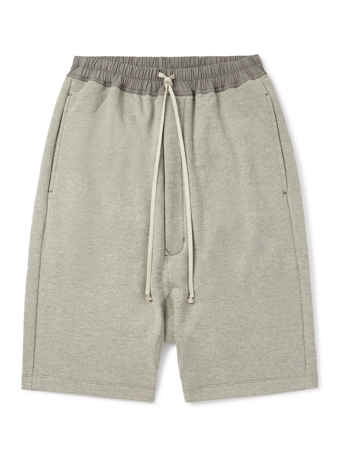Rick Owens Drkshdw Straight-leg Shell-trimmed Cotton-blend Jersey Shorts In Gray