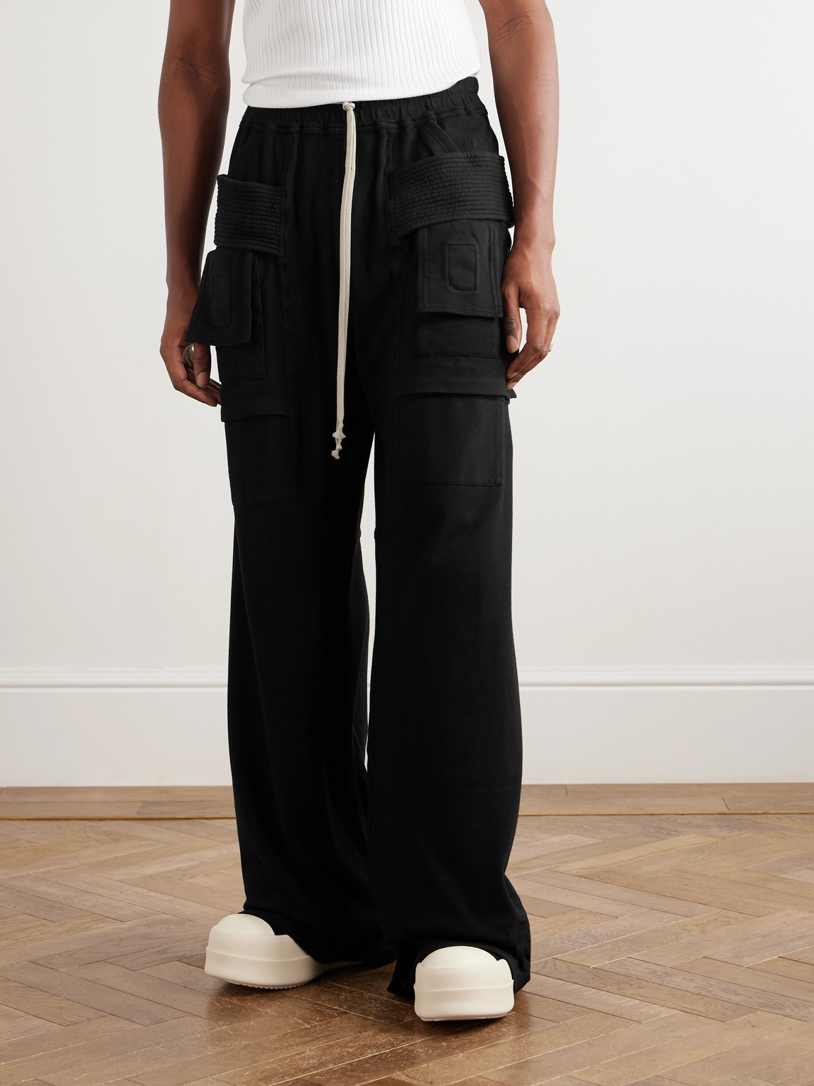 Rick Owens Drkshdw Drkshdw By Rick Owens Creatch Wide Cargo Pants In Black